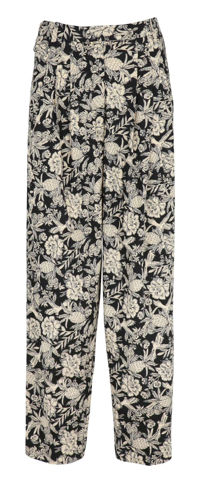 Pantalon large taille haute en coton Blanc