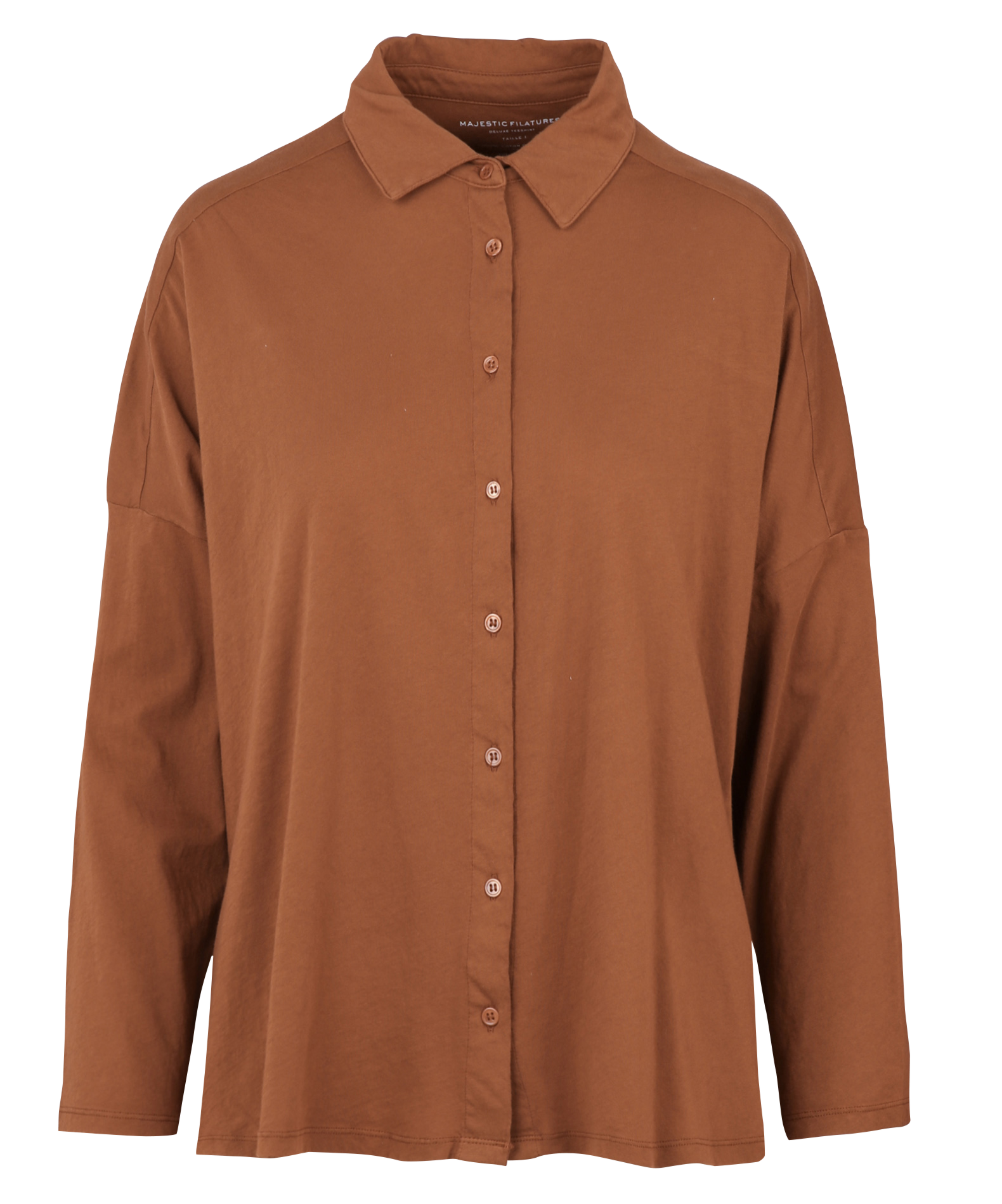 Organic cotton shirt with classic collar MAJESTIC FILATURES Brown