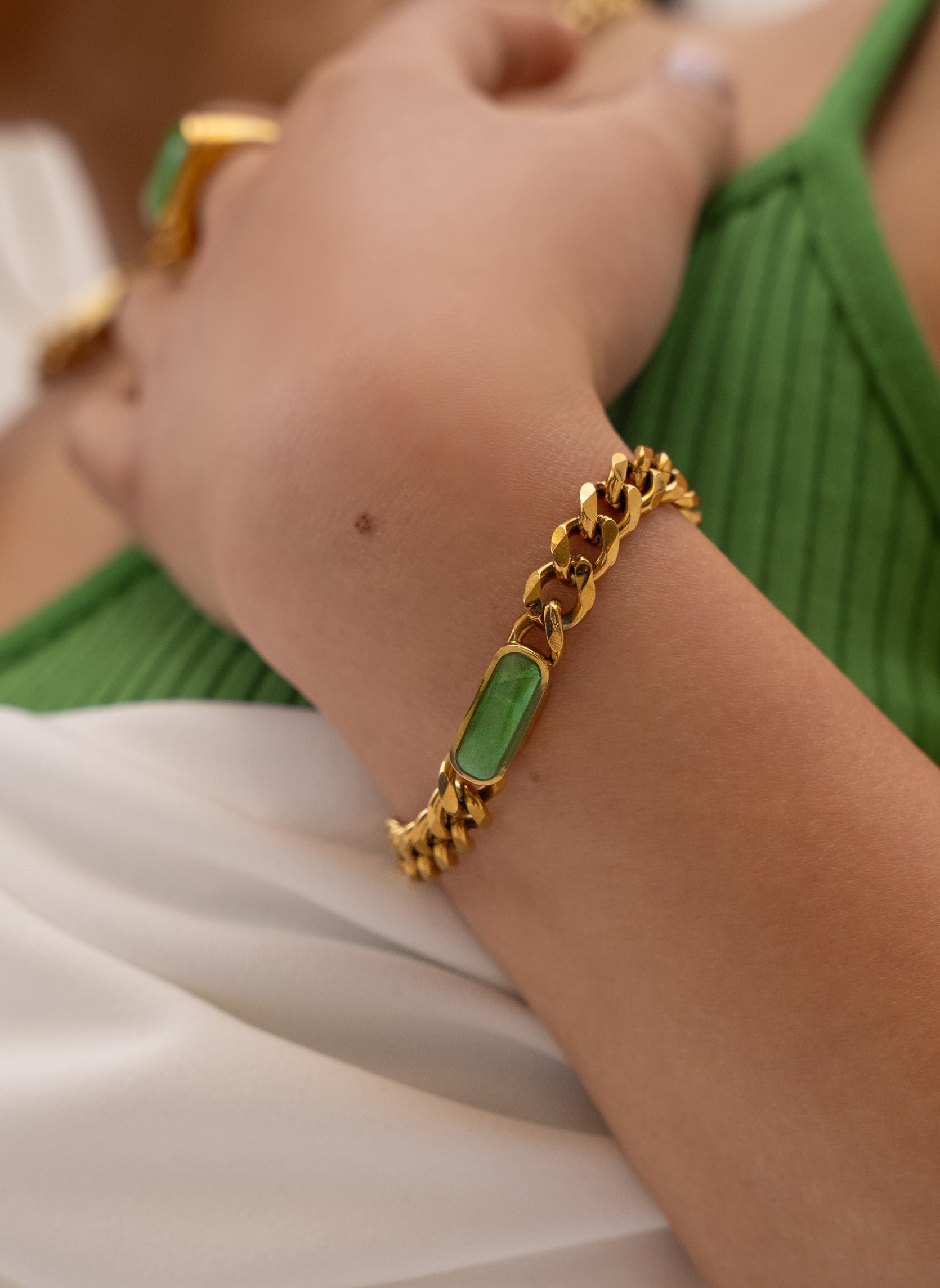 Columba chain bracelet AEC Paris Green