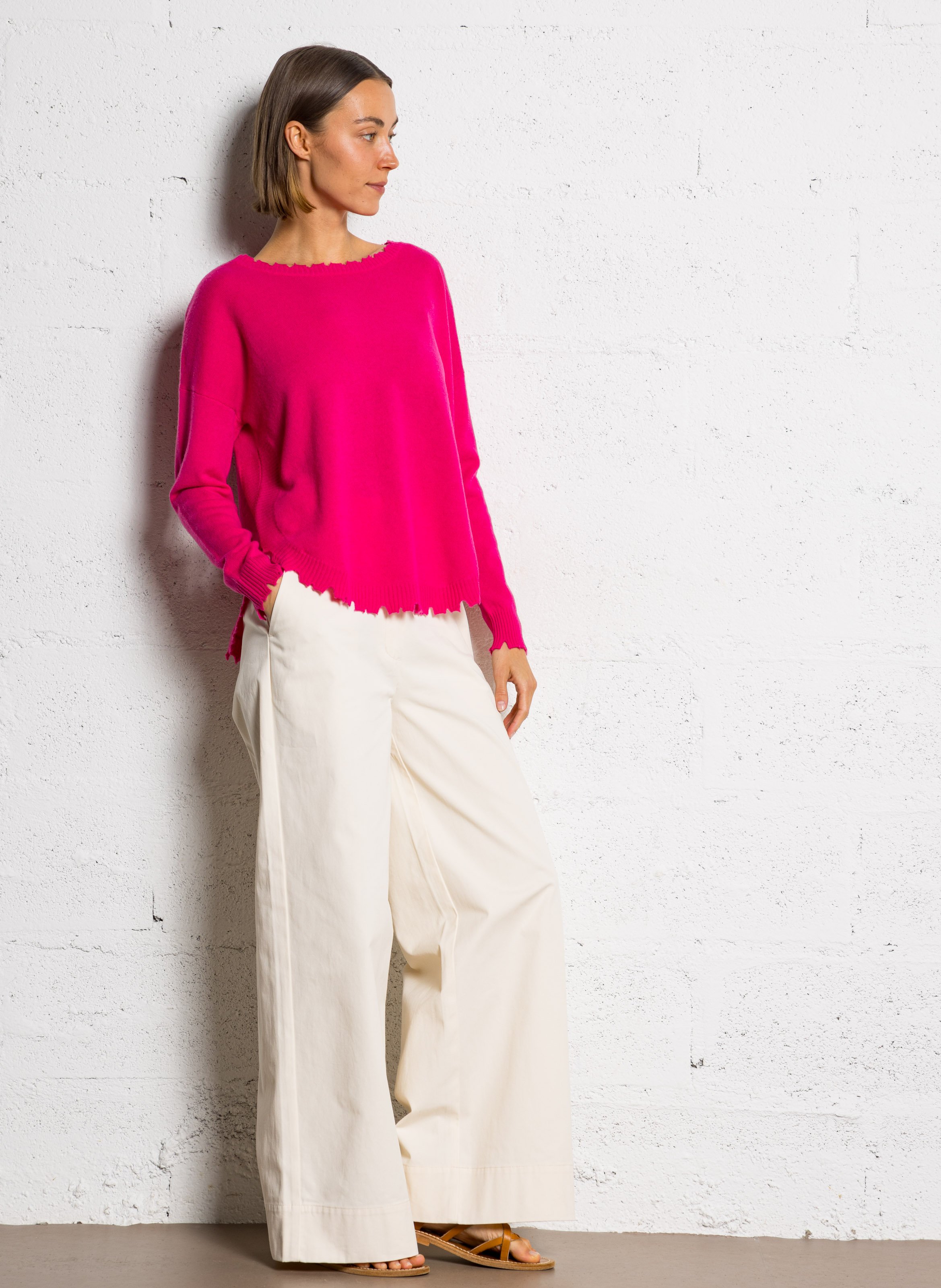 Pull oversize en cachemire maillé KUJTEN Rose