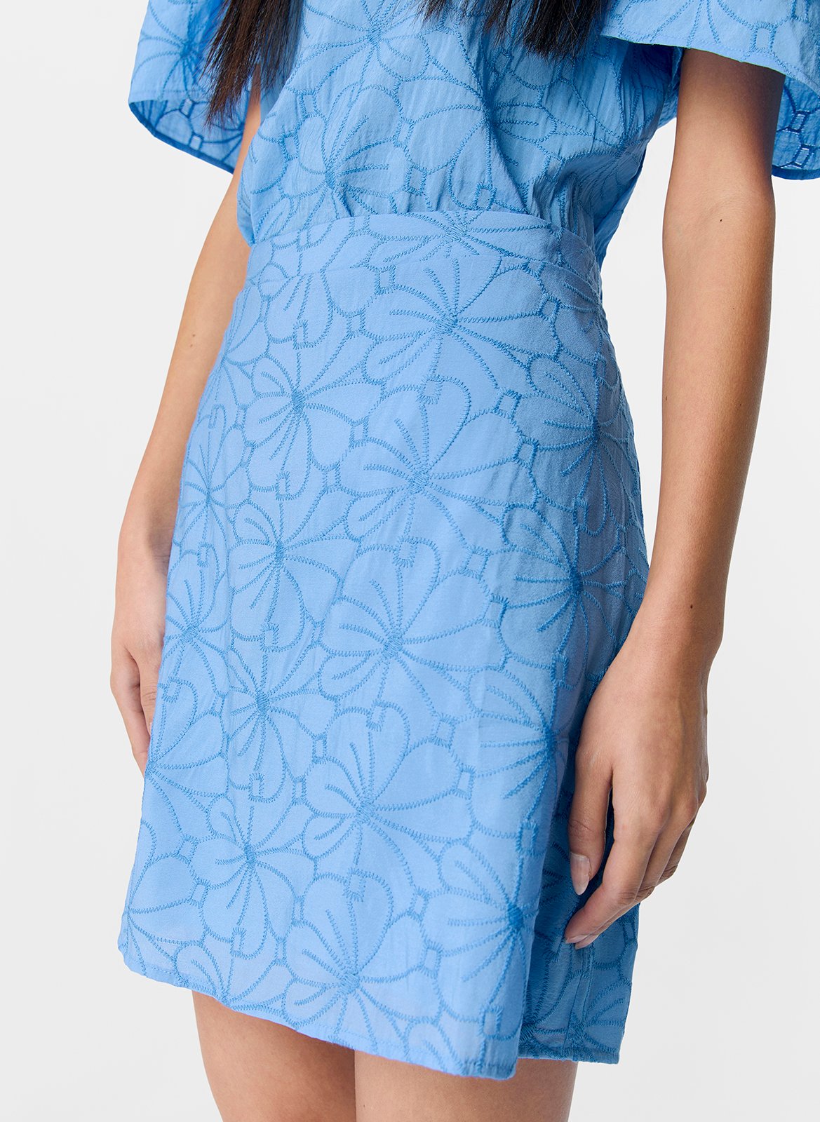 Embroidered short skirt OBJECT Blue