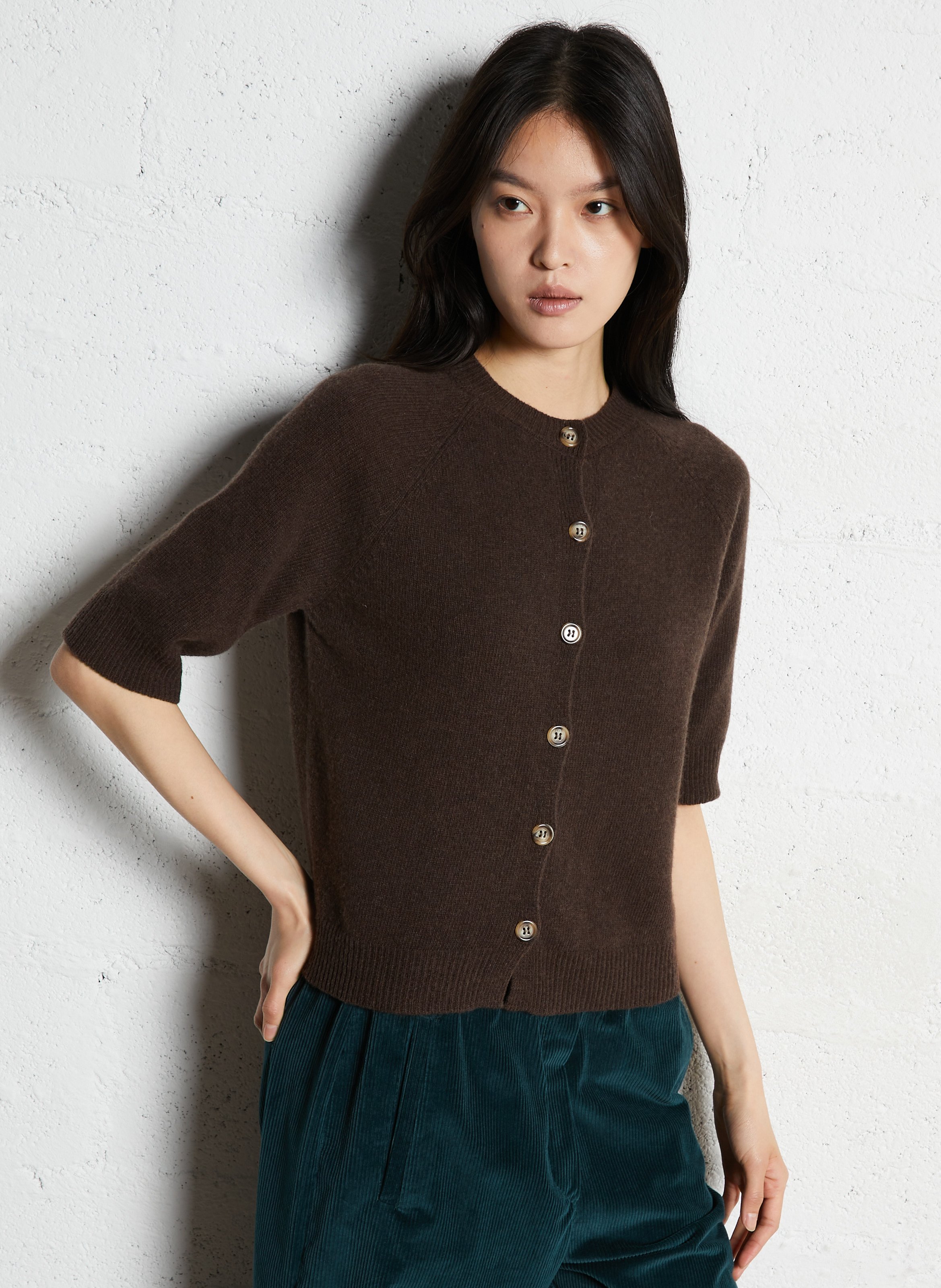 Straight-fit vest van wolmix SUZIE WINKLE Bruin