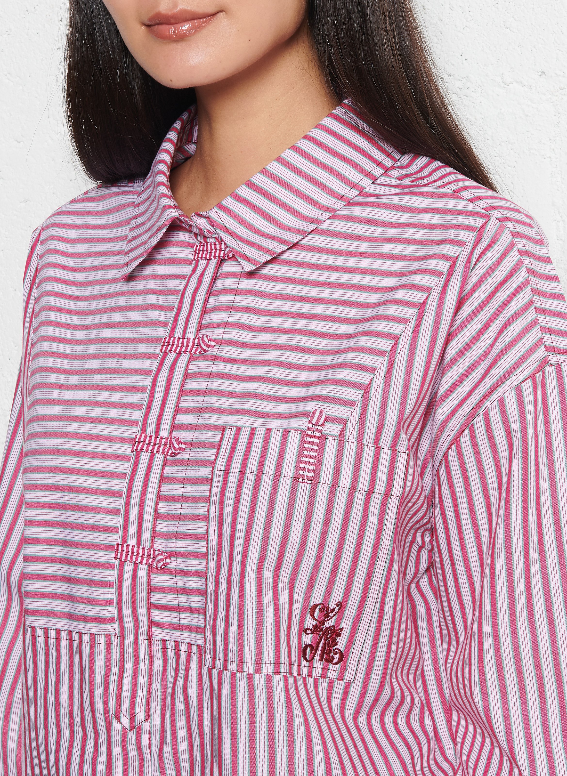 Blouse oversize en coton rayé LOUISE MISHA Rose