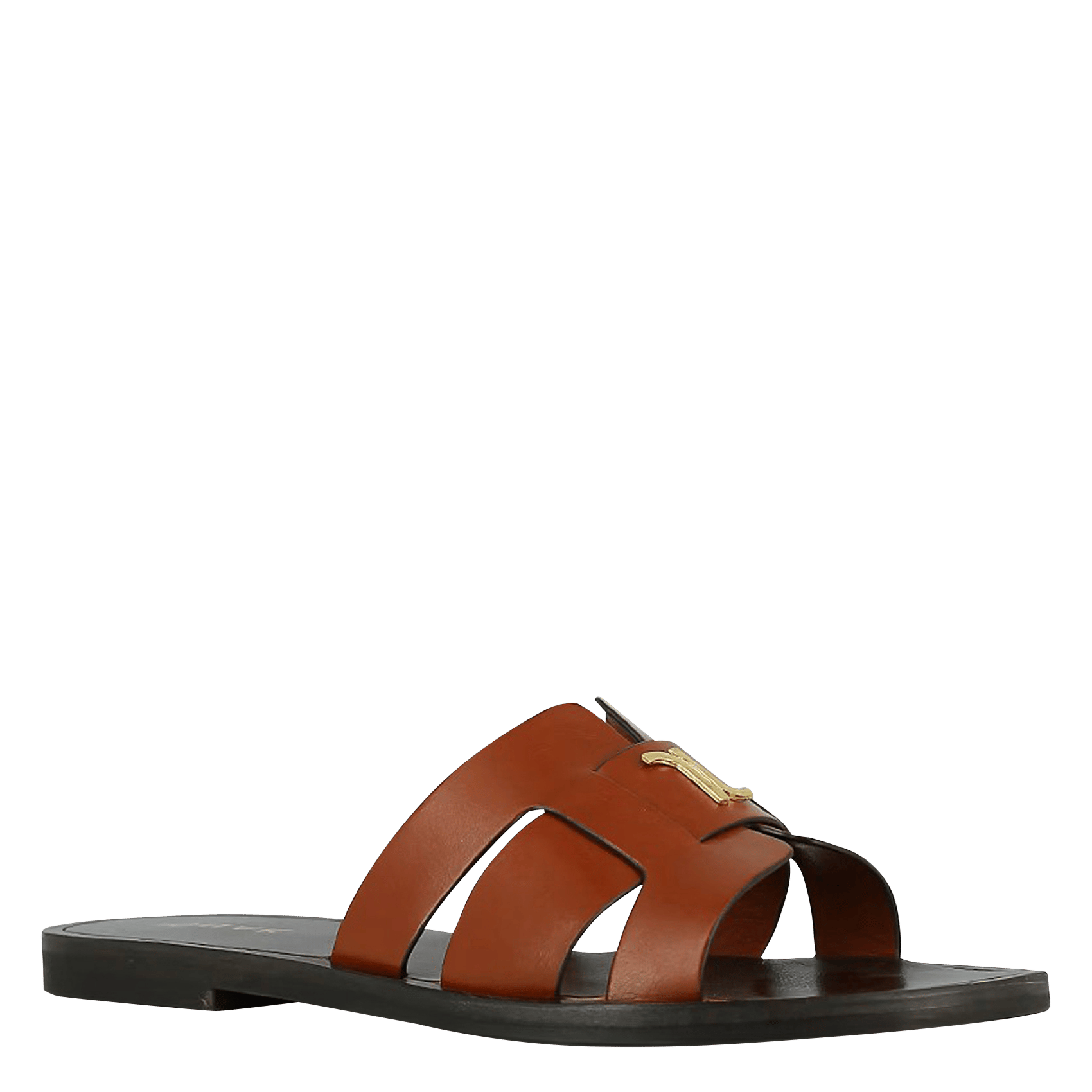 Aouda flat leather sandals JONAK Brown