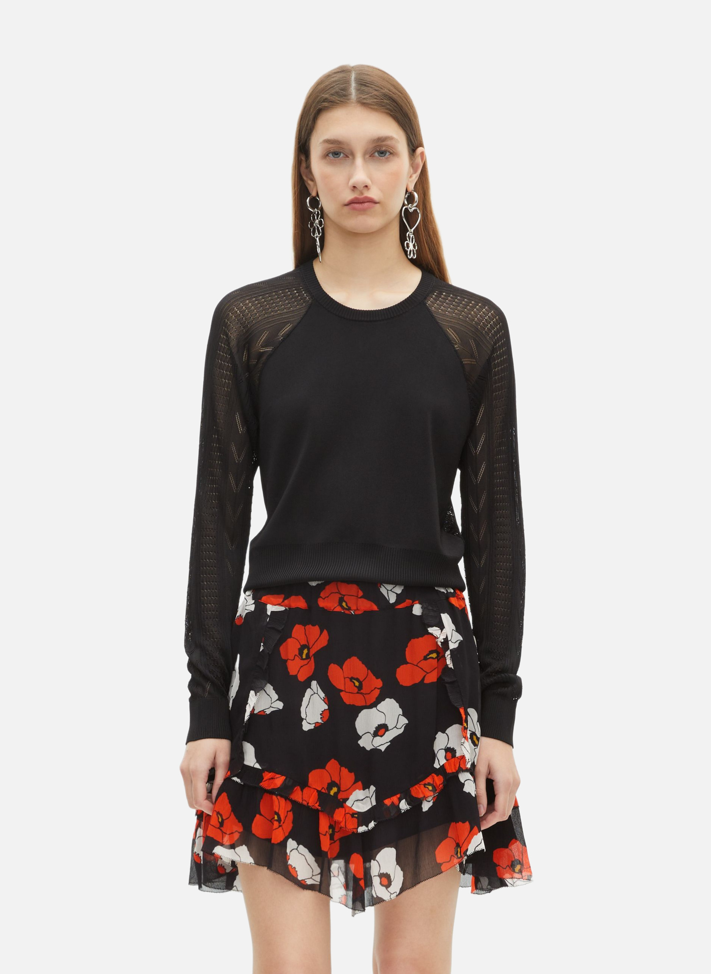 Short floral print skirt THE KOOPLES Black