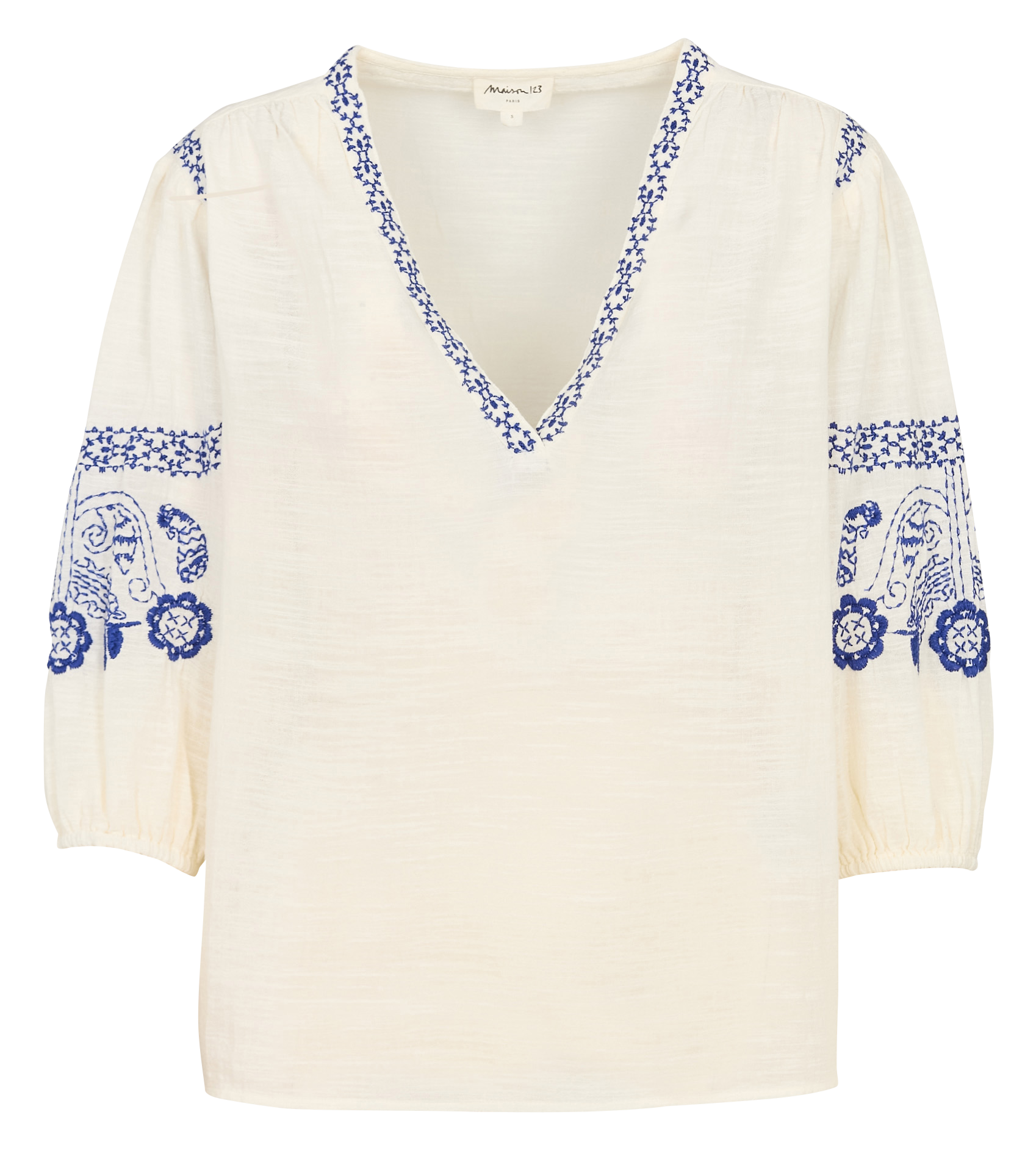 V-neck cotton blouse MAISON 123 White