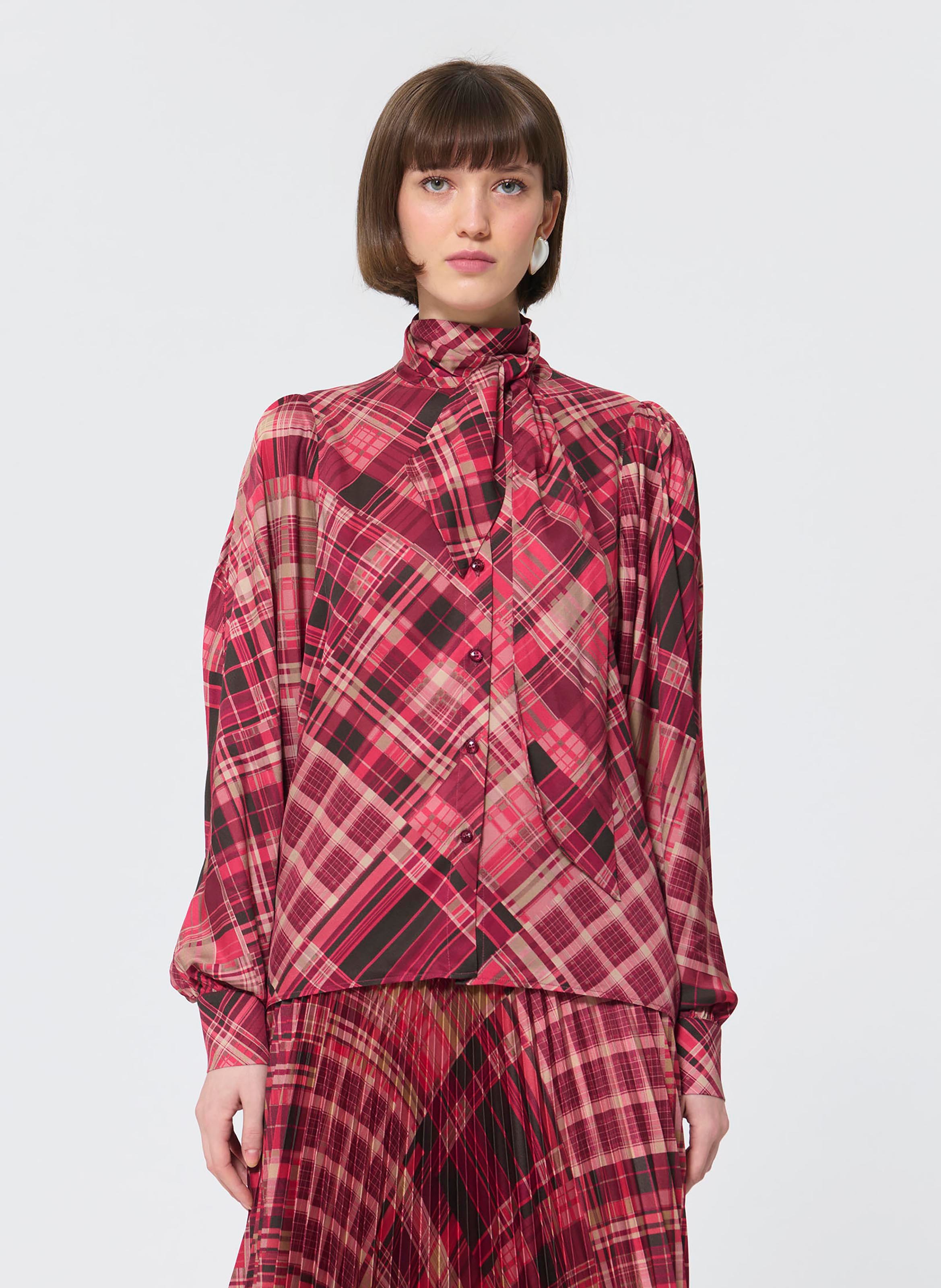 Chemise col lavallière imprimée TARA JARMON Rose