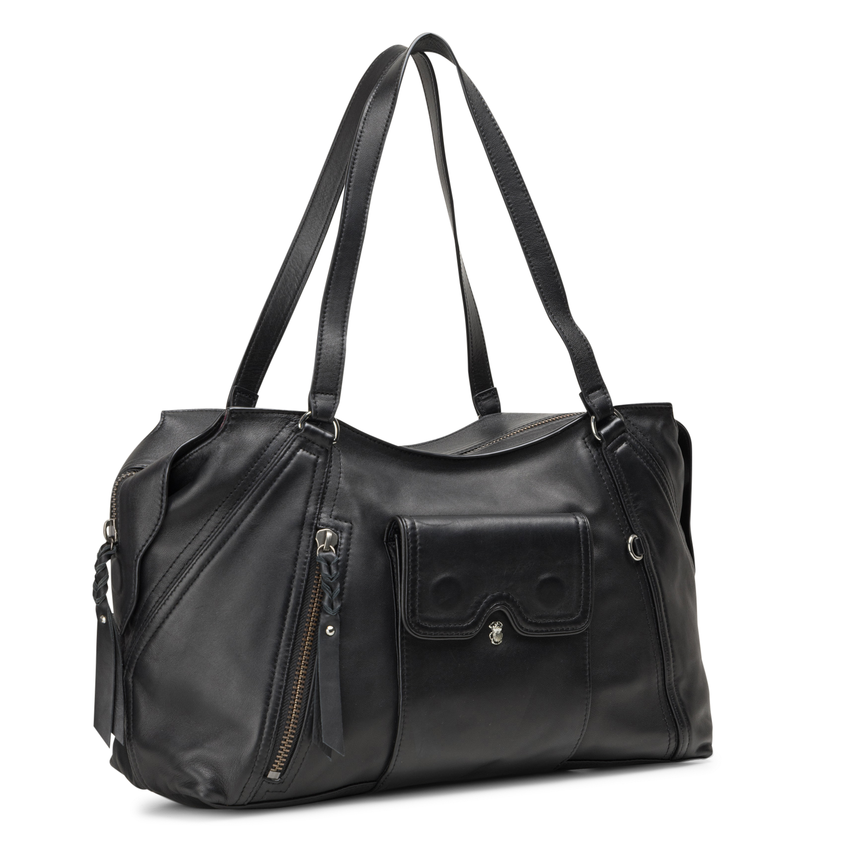 Sac porté épaule en cuir mélangé CLARIS VIROT Noir