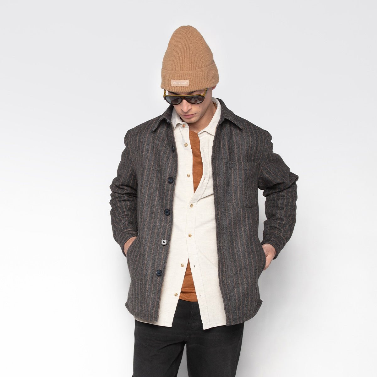 Plain reversible beanie SERGE BLANCO Brown
