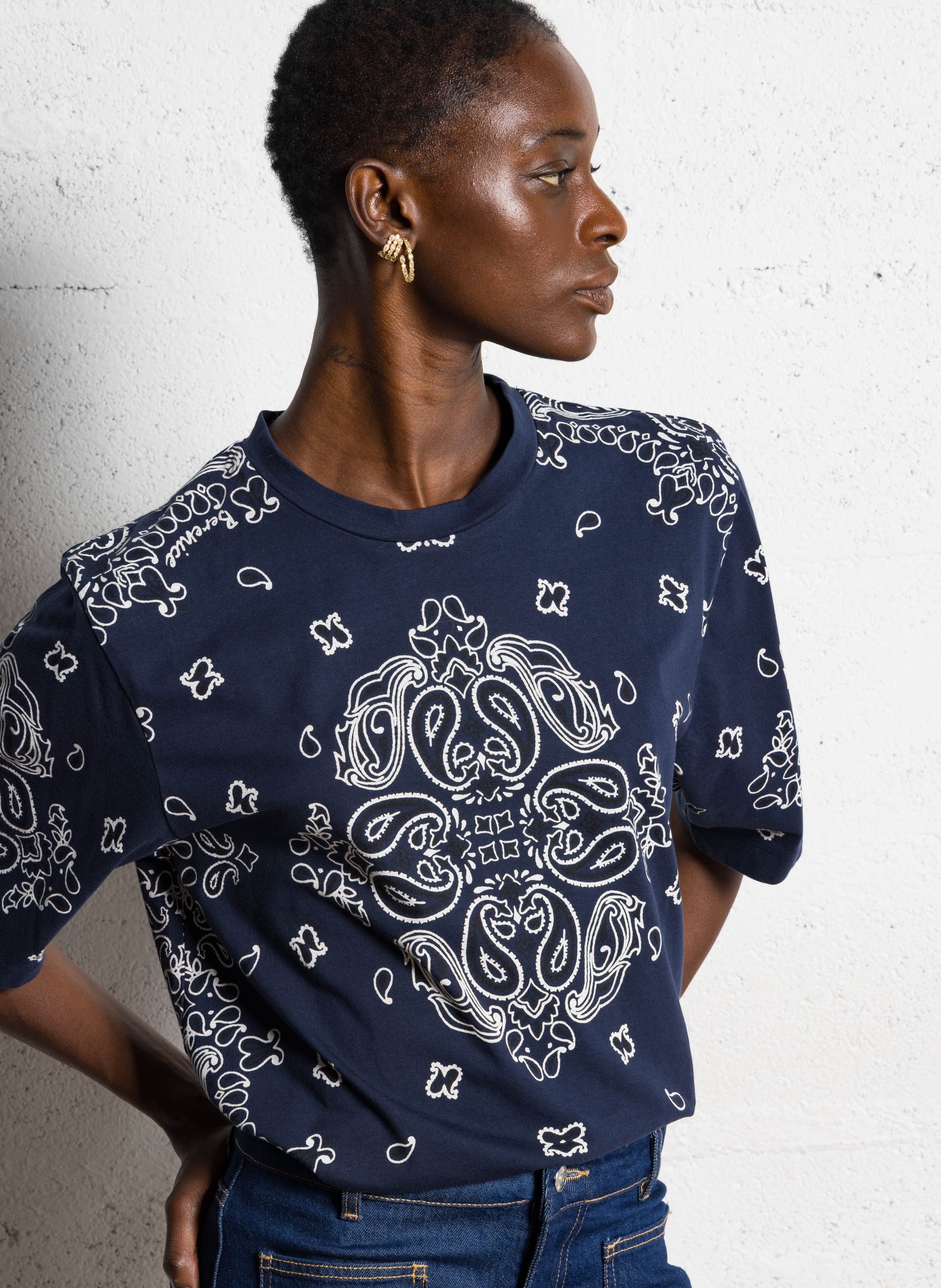 Oversize Rundhalsausschnitt Top aus bedruckter Baumwolle BERENICE