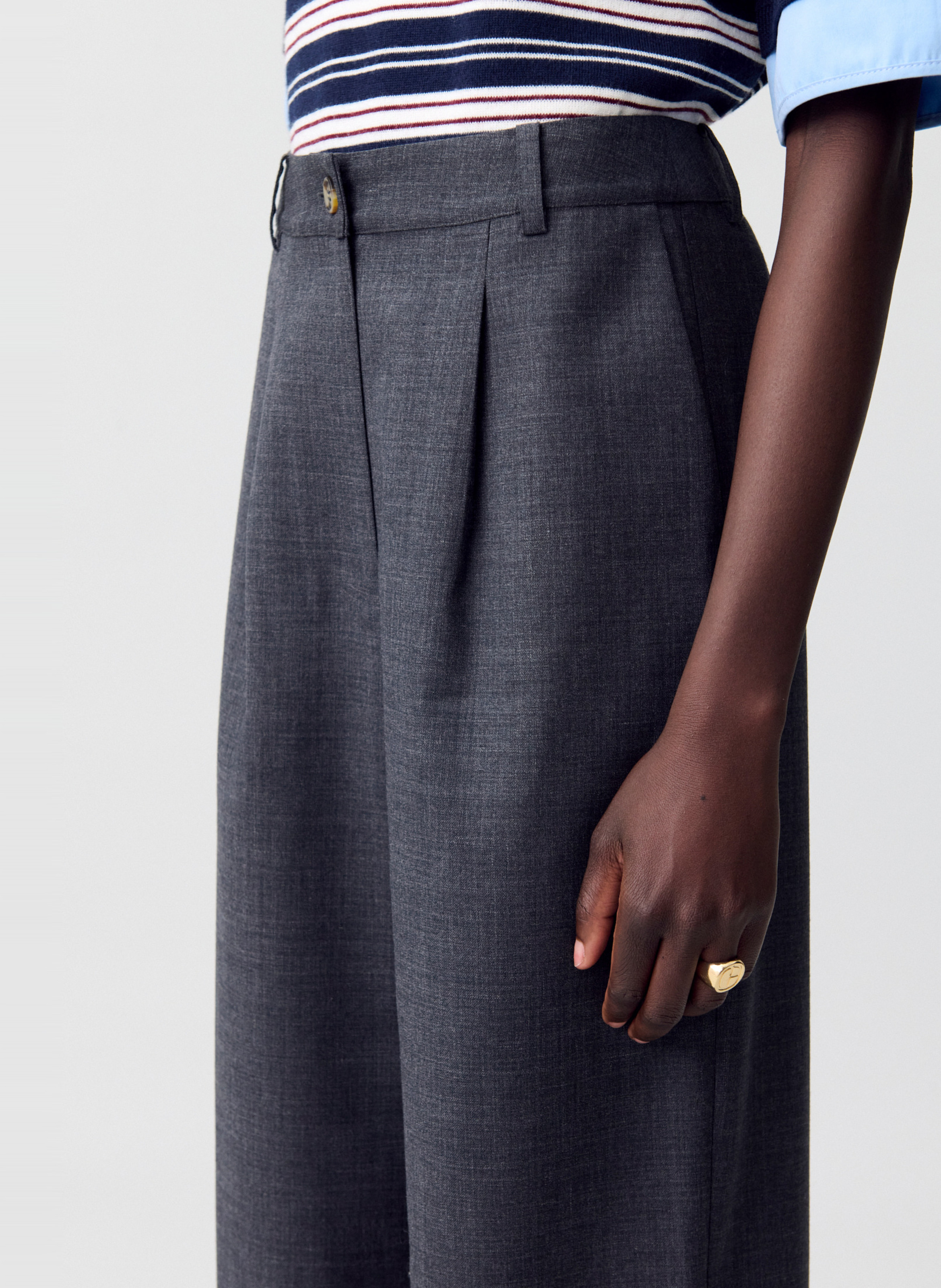 Pantalon taille haute uni CLAUDIE PIERLOT Gris