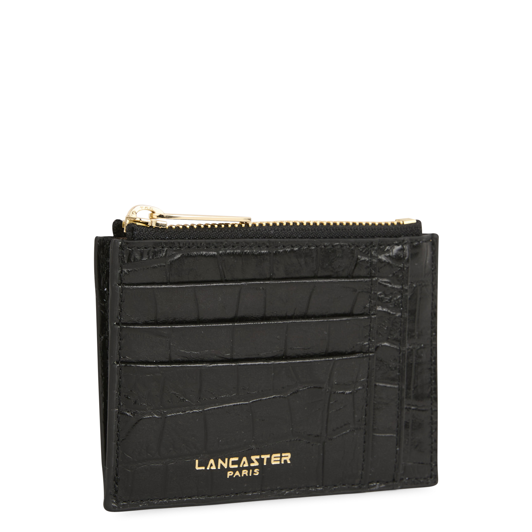 - 100% leer, - 6 kaarthoudersplitten, - 1 centrale zak, - Afmetingen: L10 x H7 cm. LANCASTER PARIS Zwart