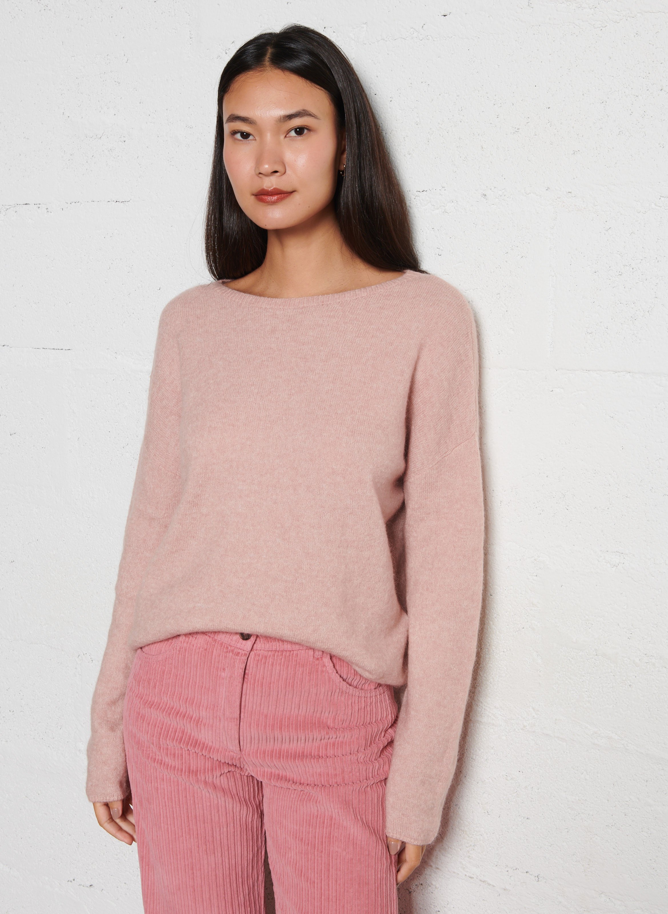 Pull ample col bateau en laine mélangée JC SOPHIE Rose