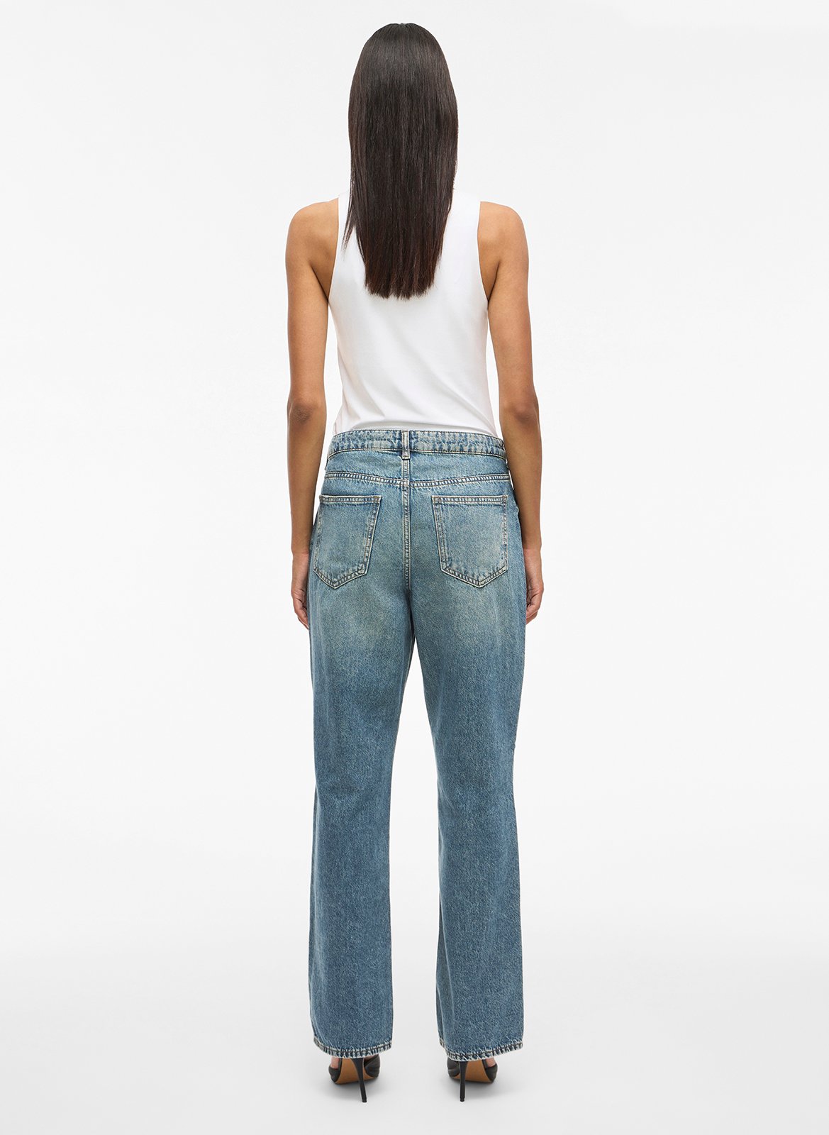 Jean droit en coton VILA Bleu