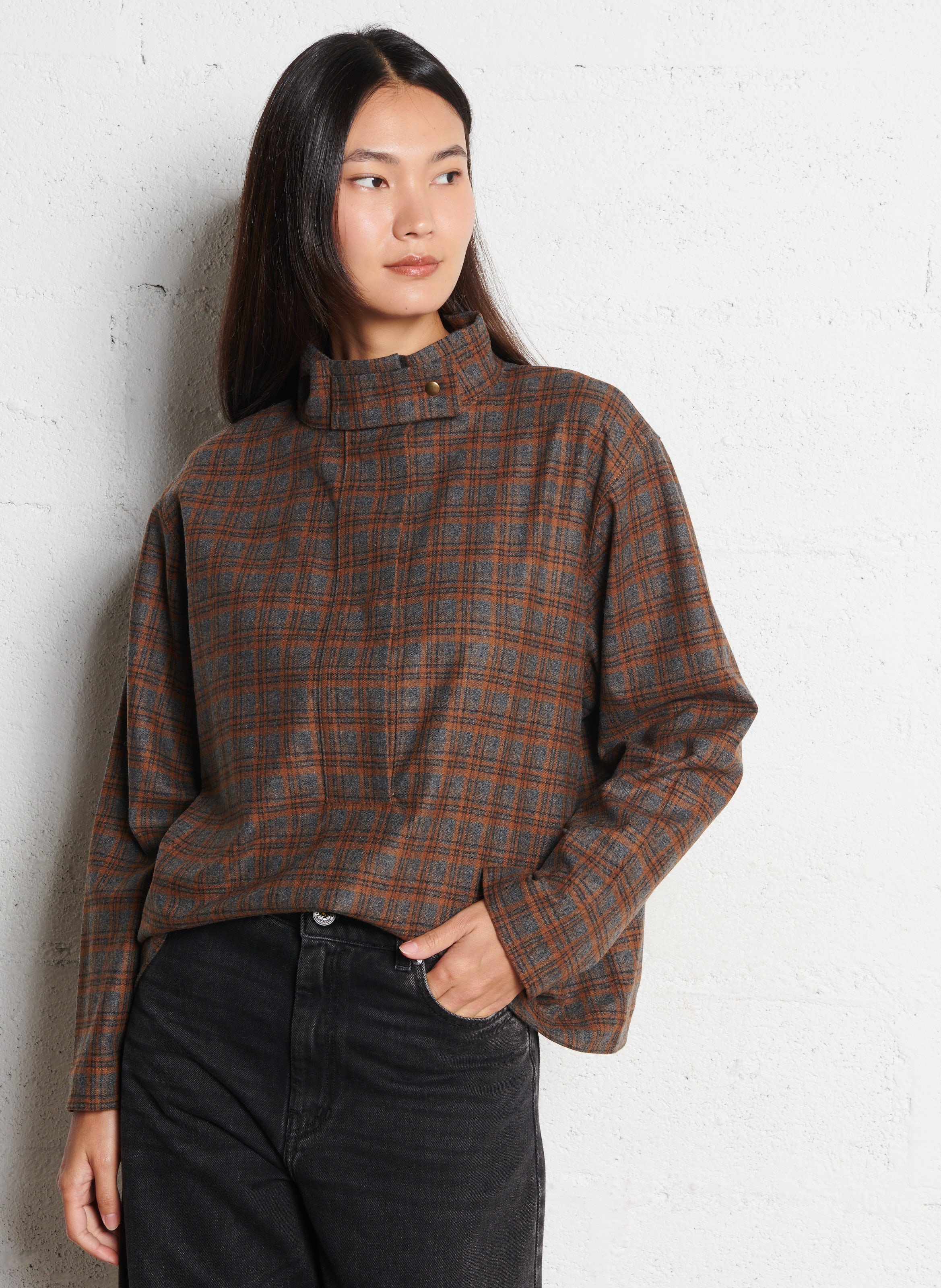 Top col montant en laine mélangée BELLEPIECE Beige