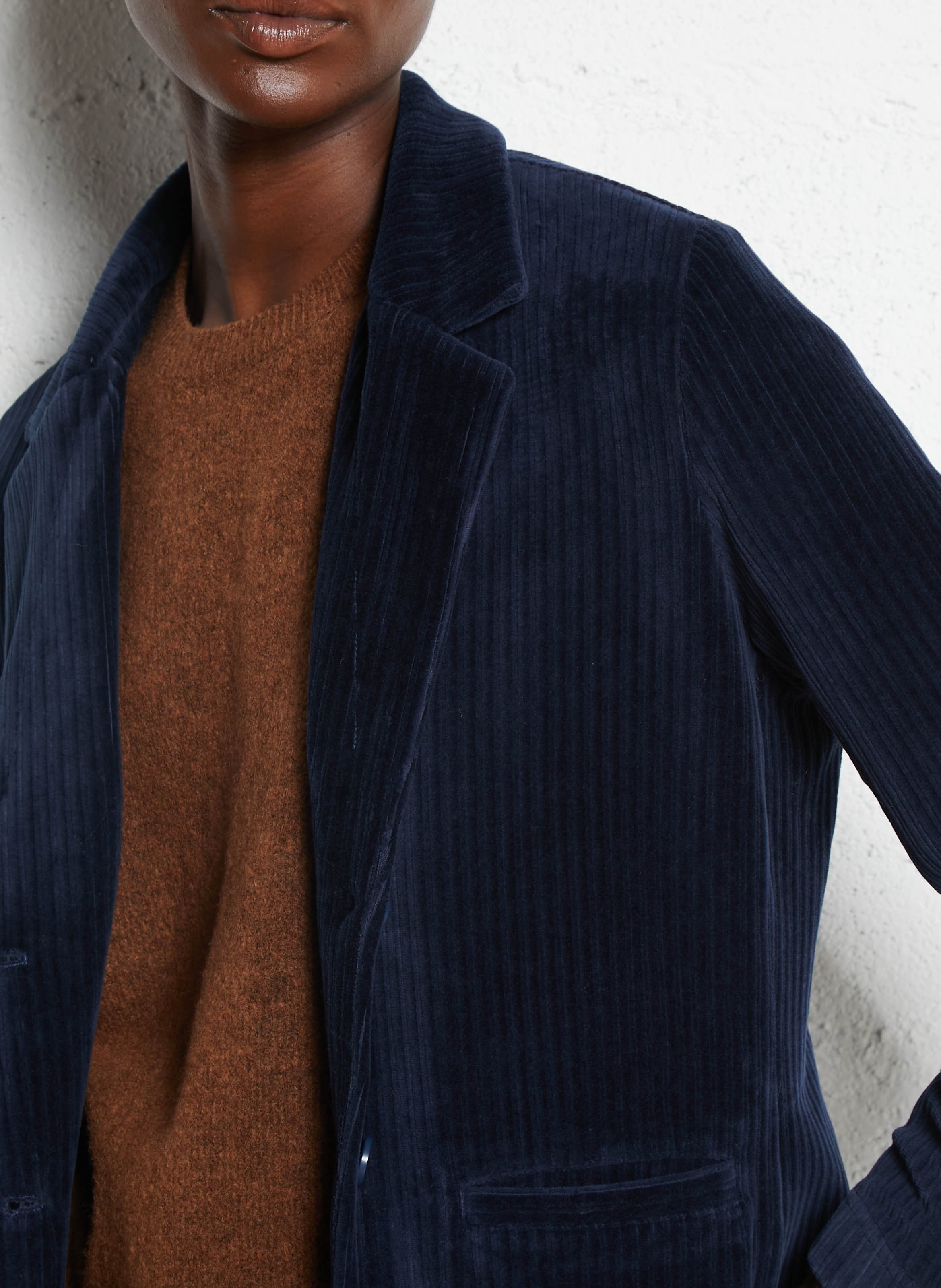 Veste droite col tailleur en velours côtelé NICE THINGS Bleu