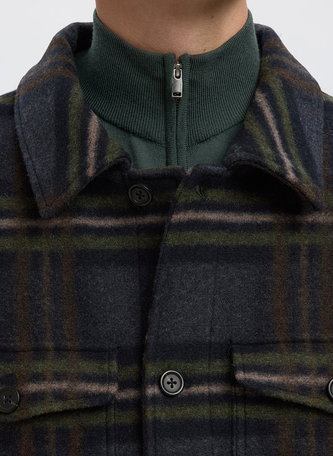 Surchemise droite en fibres recyclées mélangées à carreaux SELECTED Bleu