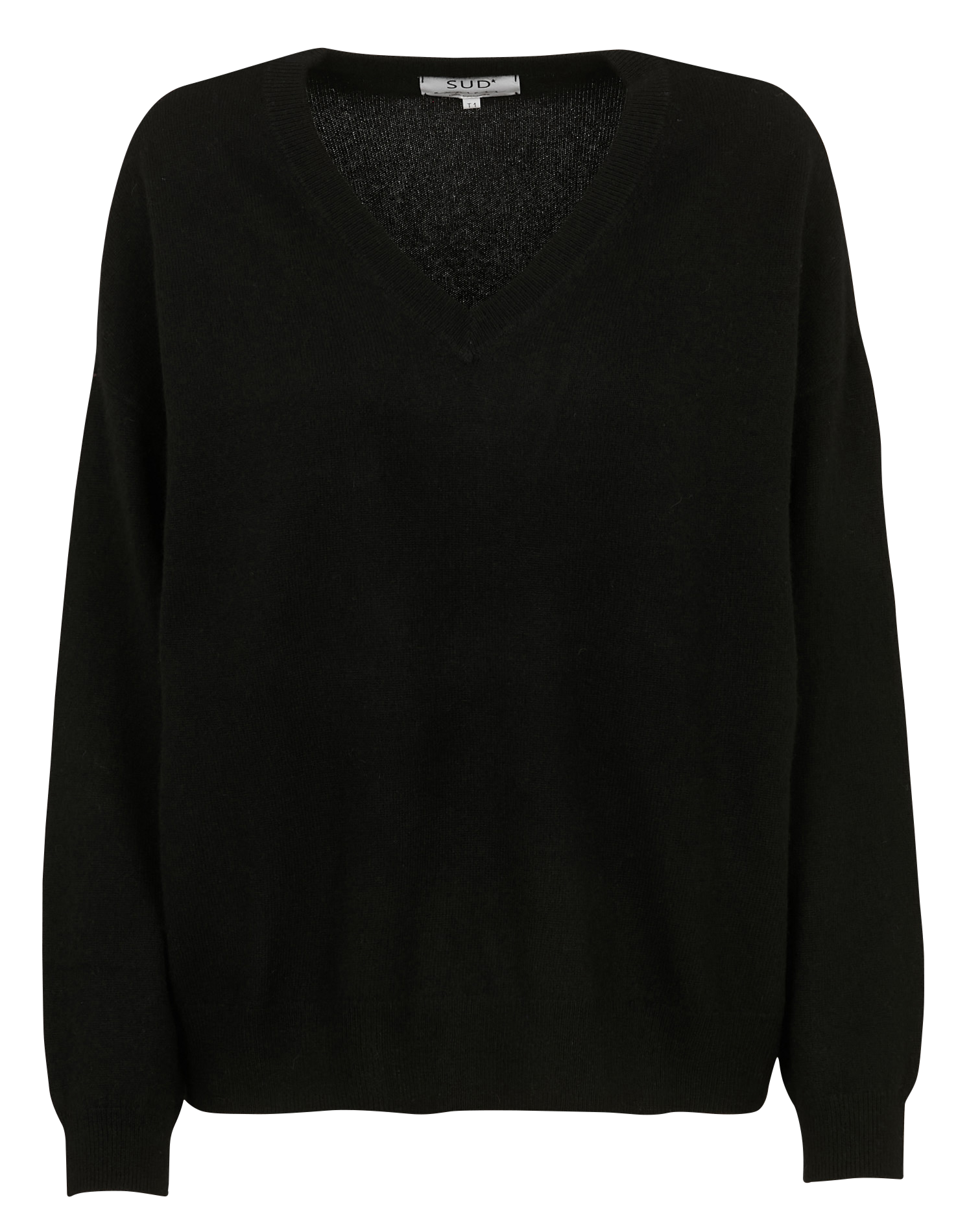 Pull oversize col V en cachemire SUD EXPRESS Noir