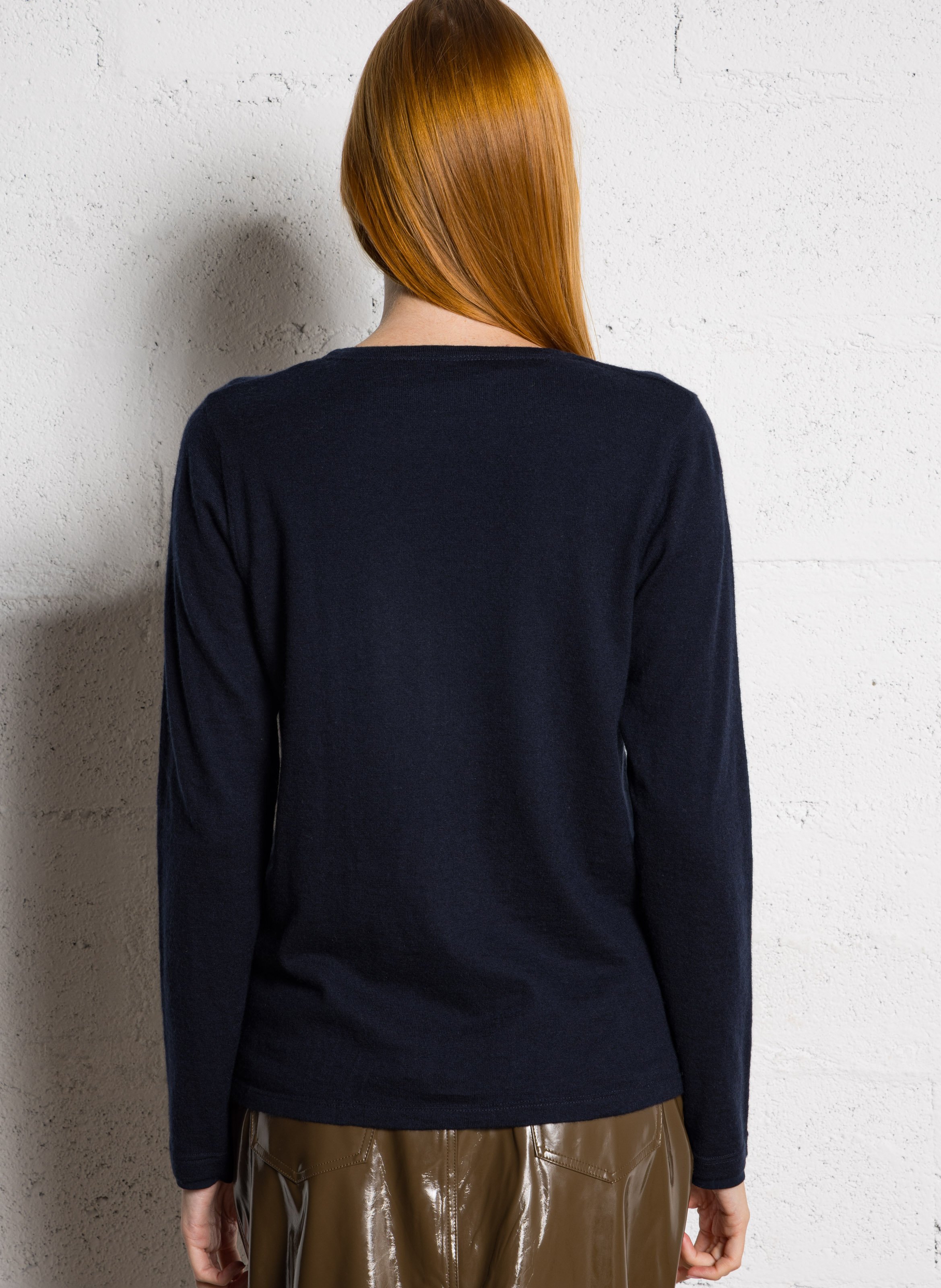 Cashmere round neck straight top MAJESTIC FILATURES Blue