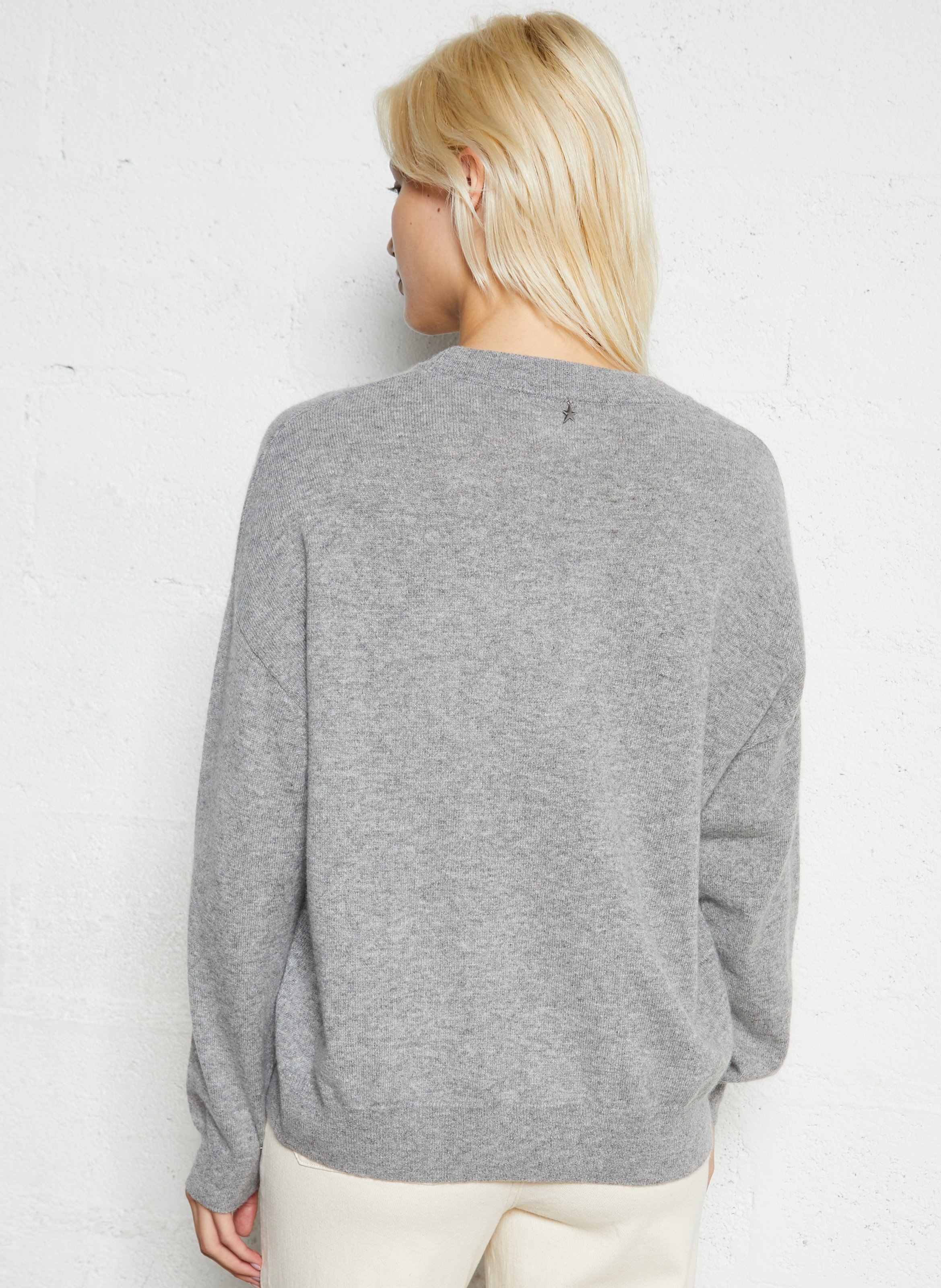 Pull ample col rond en cachemire SUD EXPRESS Gris