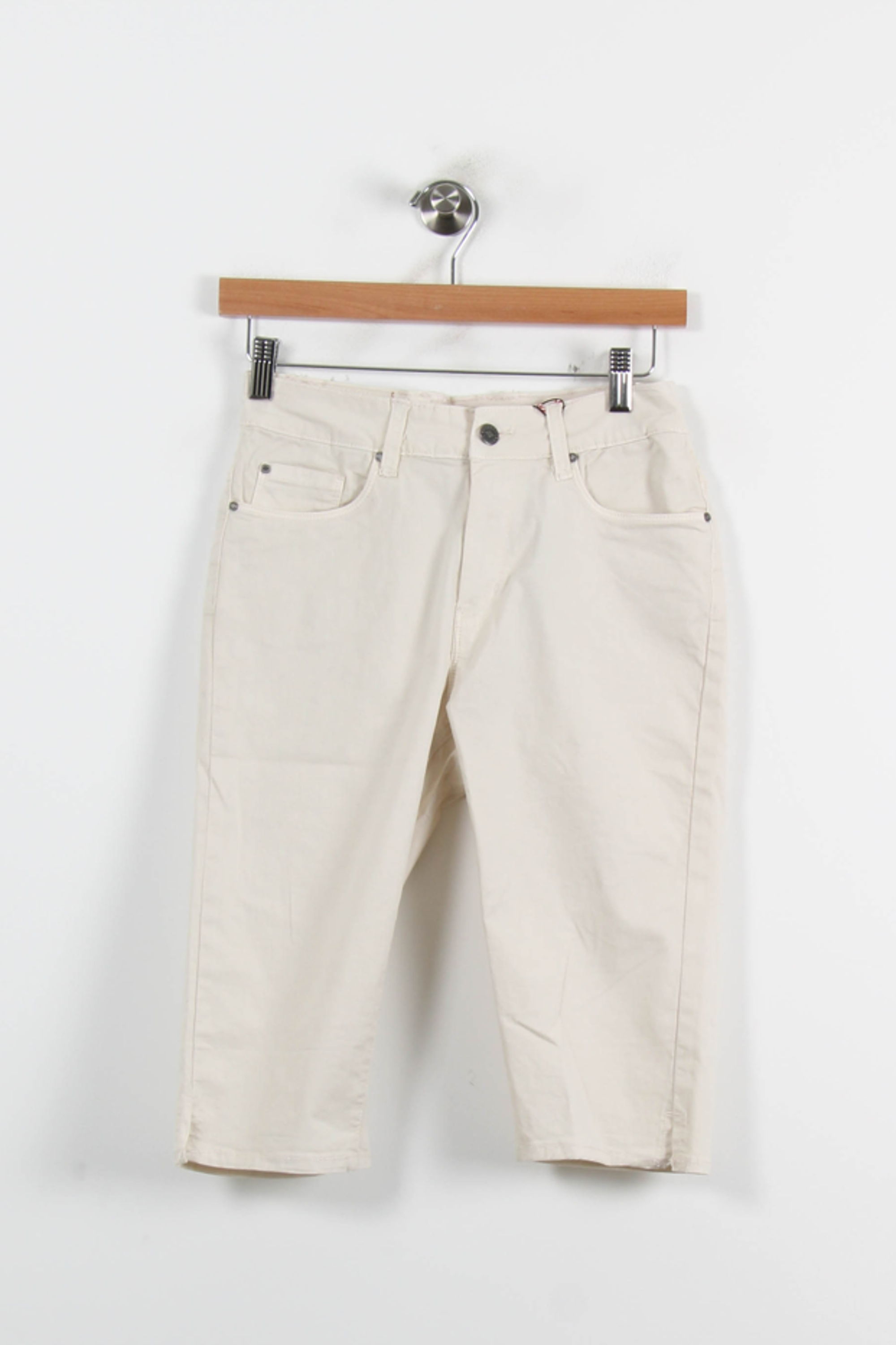 Cropped slim jeans with studs LEE - Seconde Main Beige