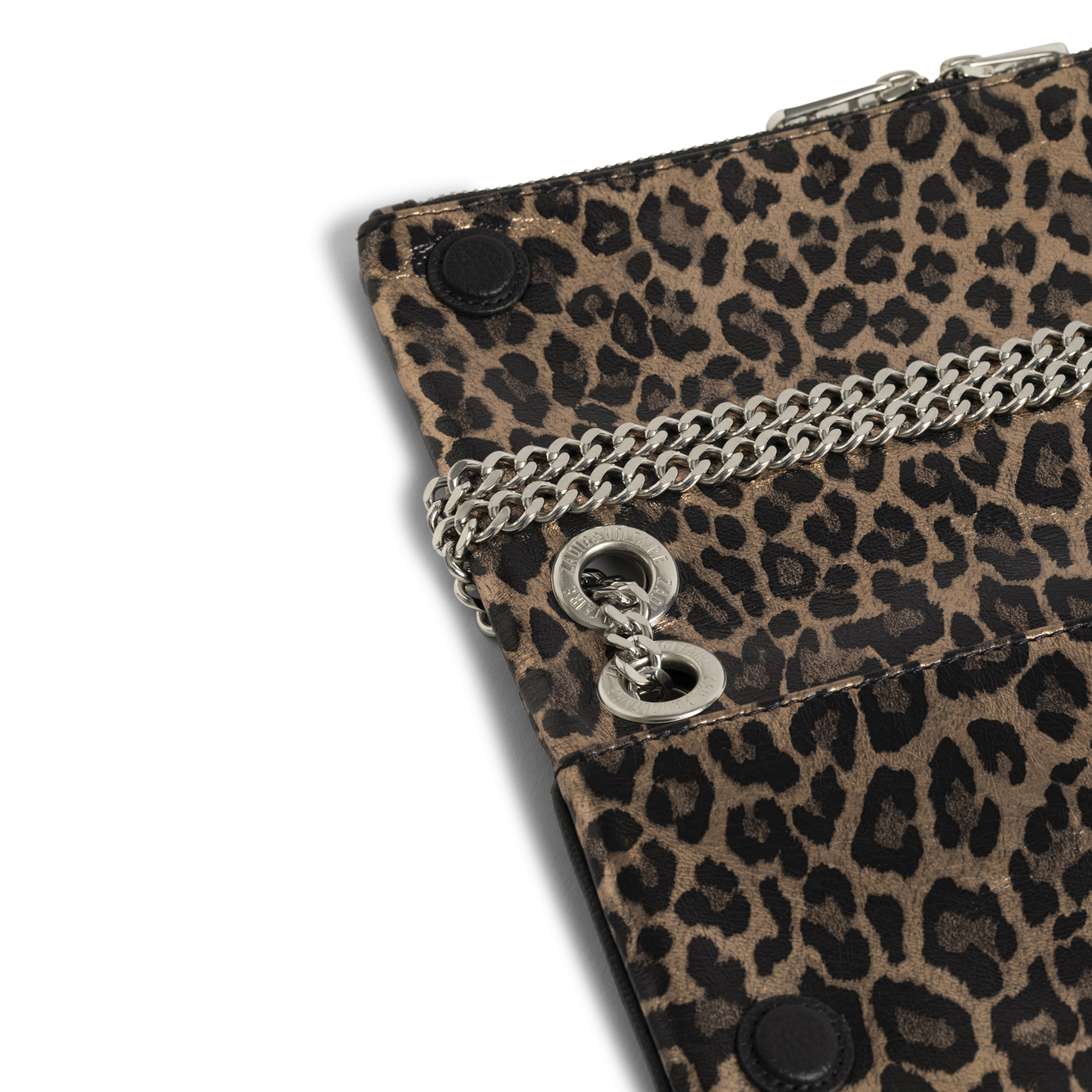 Leopard Metallic Leder Umhängetasche ZADIG&VOLTAIRE Grau