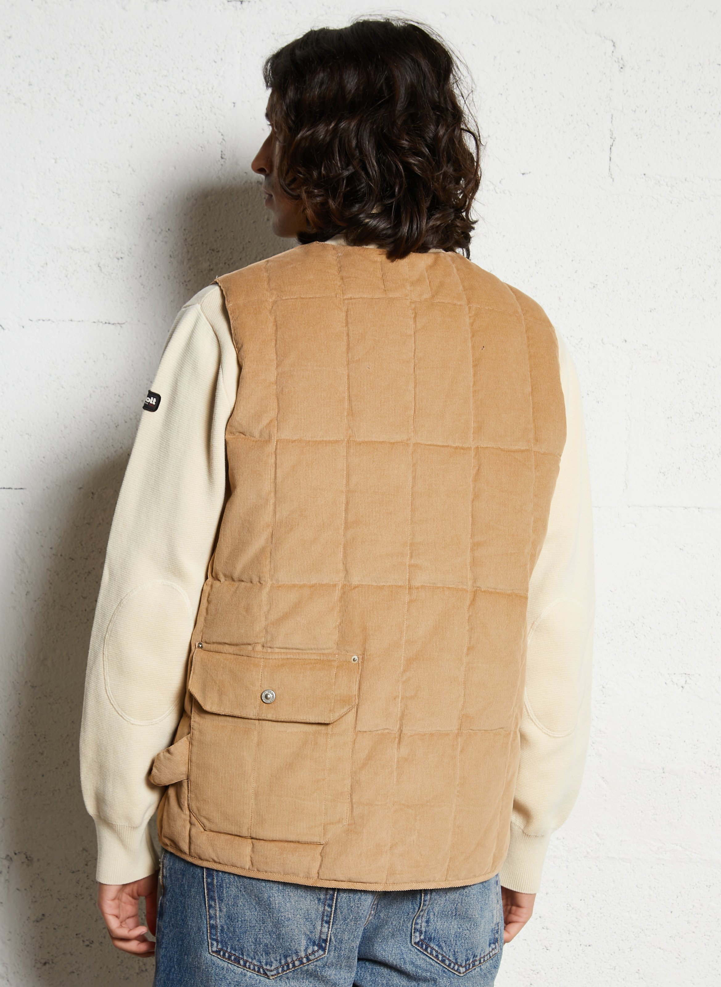 Quilted velvet sleeveless jacket TAION Beige
