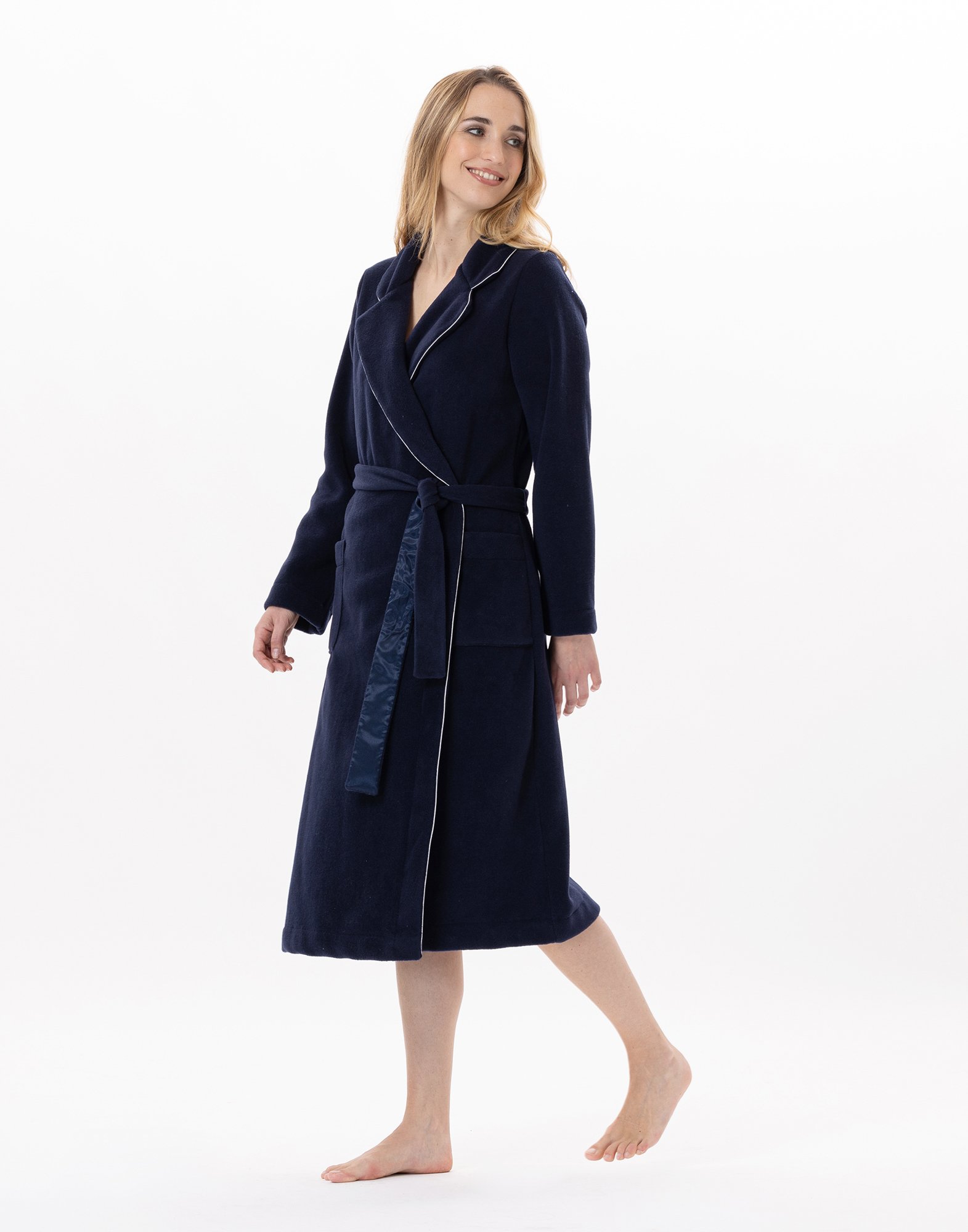 Crossed fleece dressing gown LE CHAT Blue