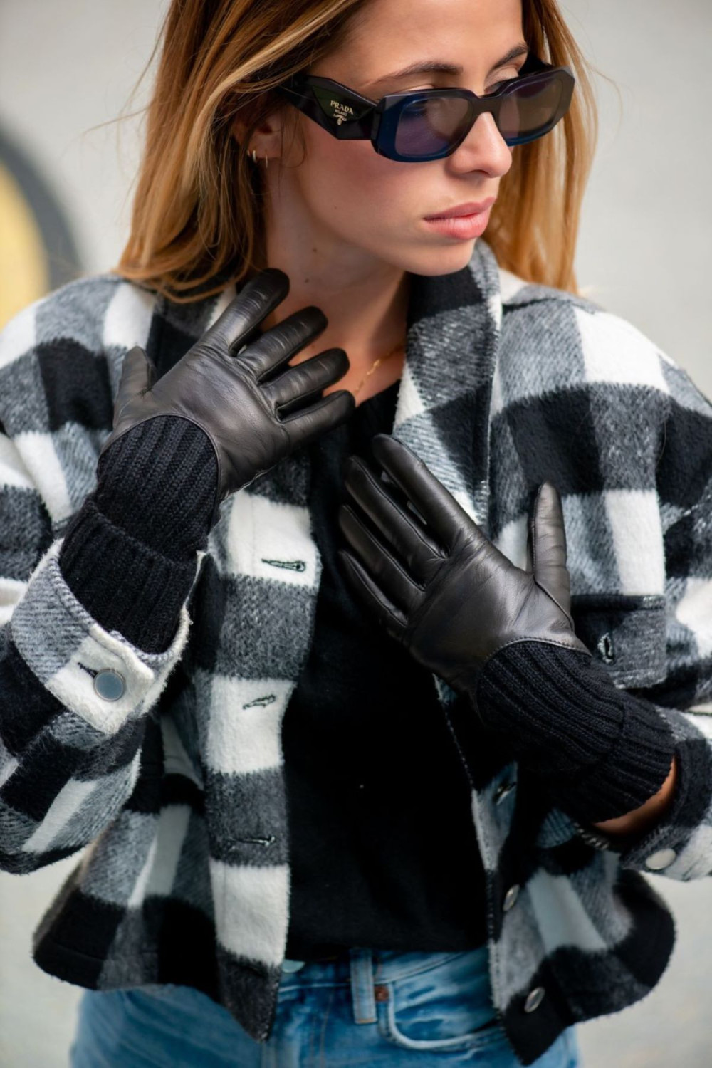 Cécilia Mobility Leather Gloves Lined with Cashmere AGNELLE Black