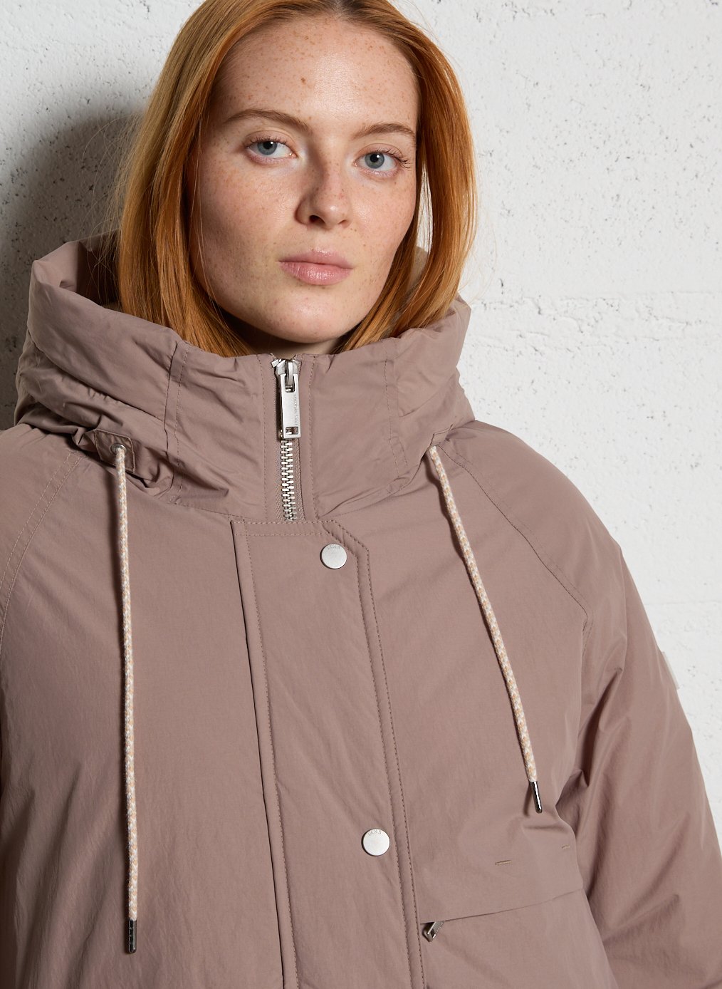 High-neck straight-cut padded jacket IKKS Beige