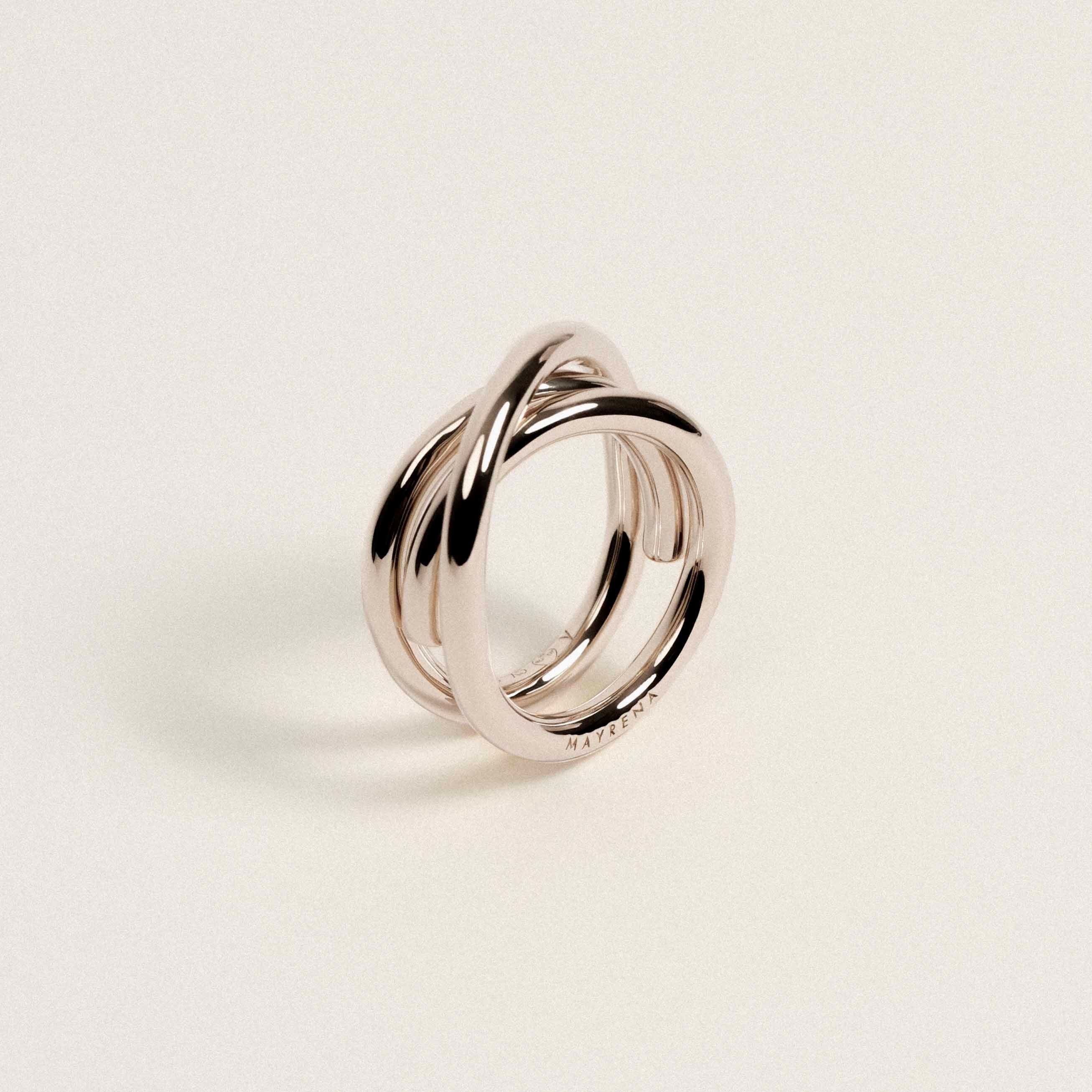 Three-ring gold-plated ring MAYRENA Silver