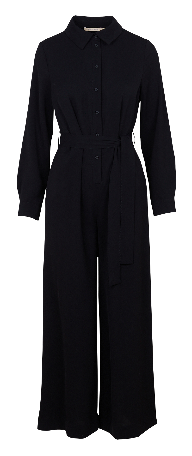 Rechte jumpsuit met klassieke kraag LA FEE MARABOUTEE Zwart