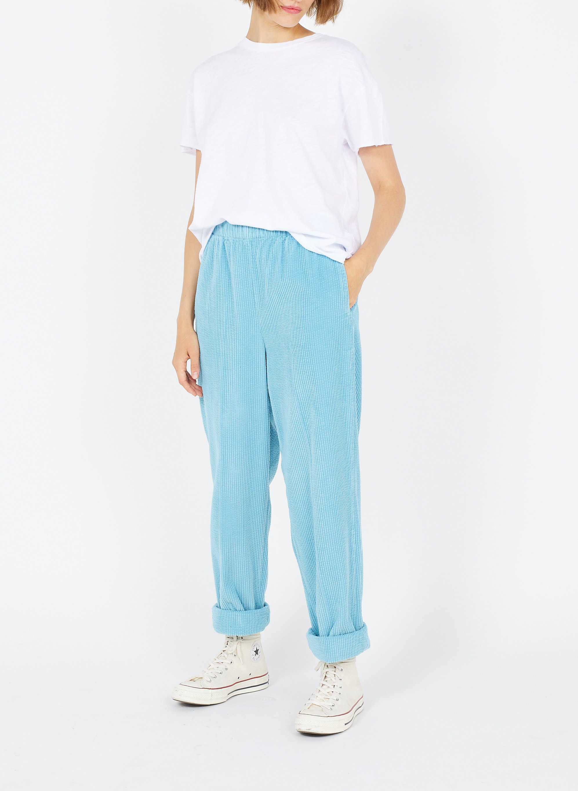 Recht, katoenen T-shirt met ronde hals AMERICAN VINTAGE Wit