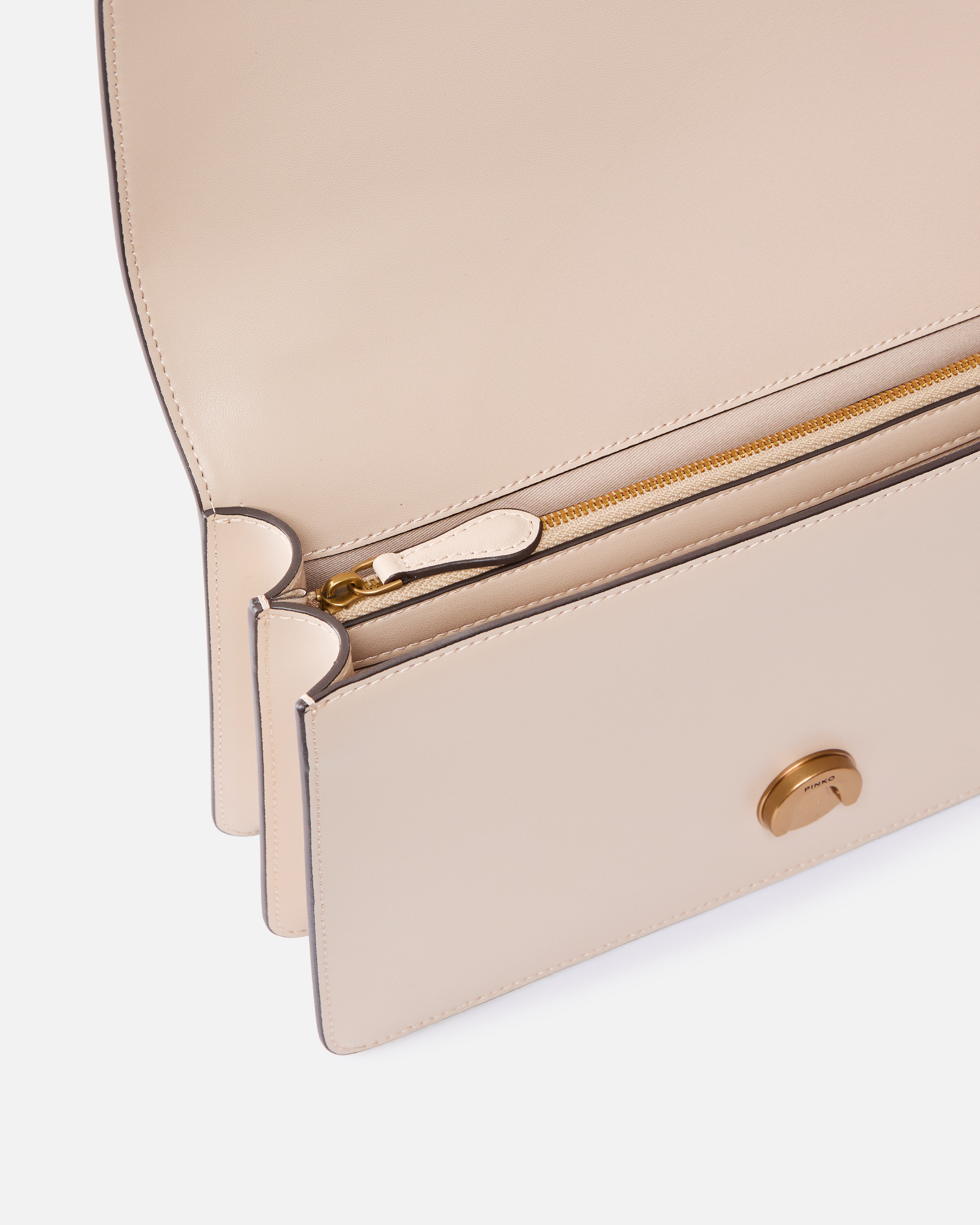 Sac à main moyen love bag one en cuir PINKO Beige