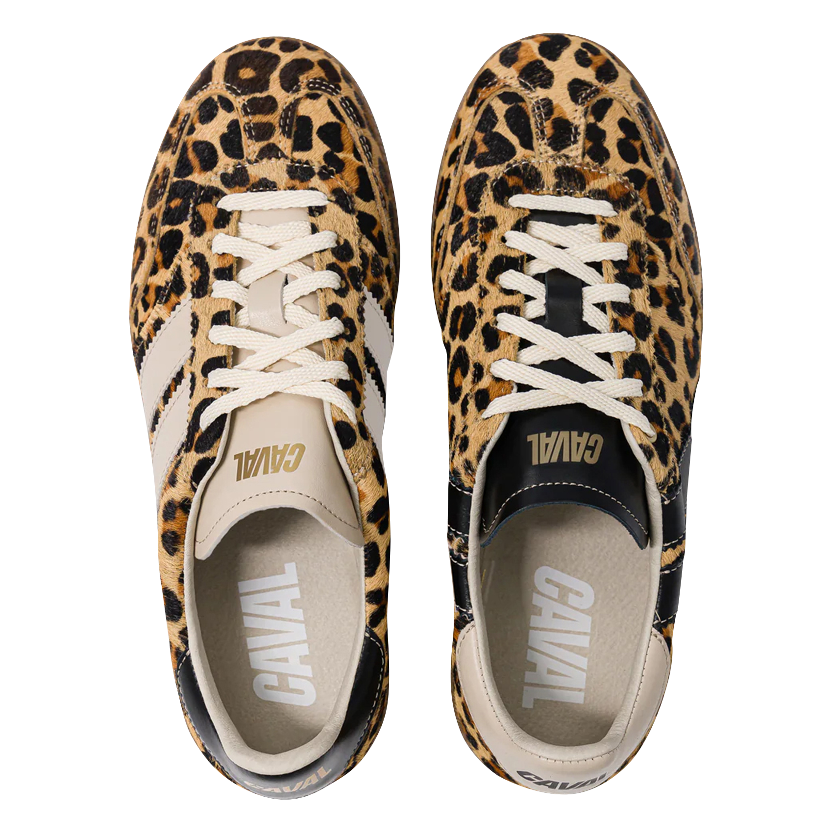 Low-top pony leather printed sneakers CAVAL Beige
