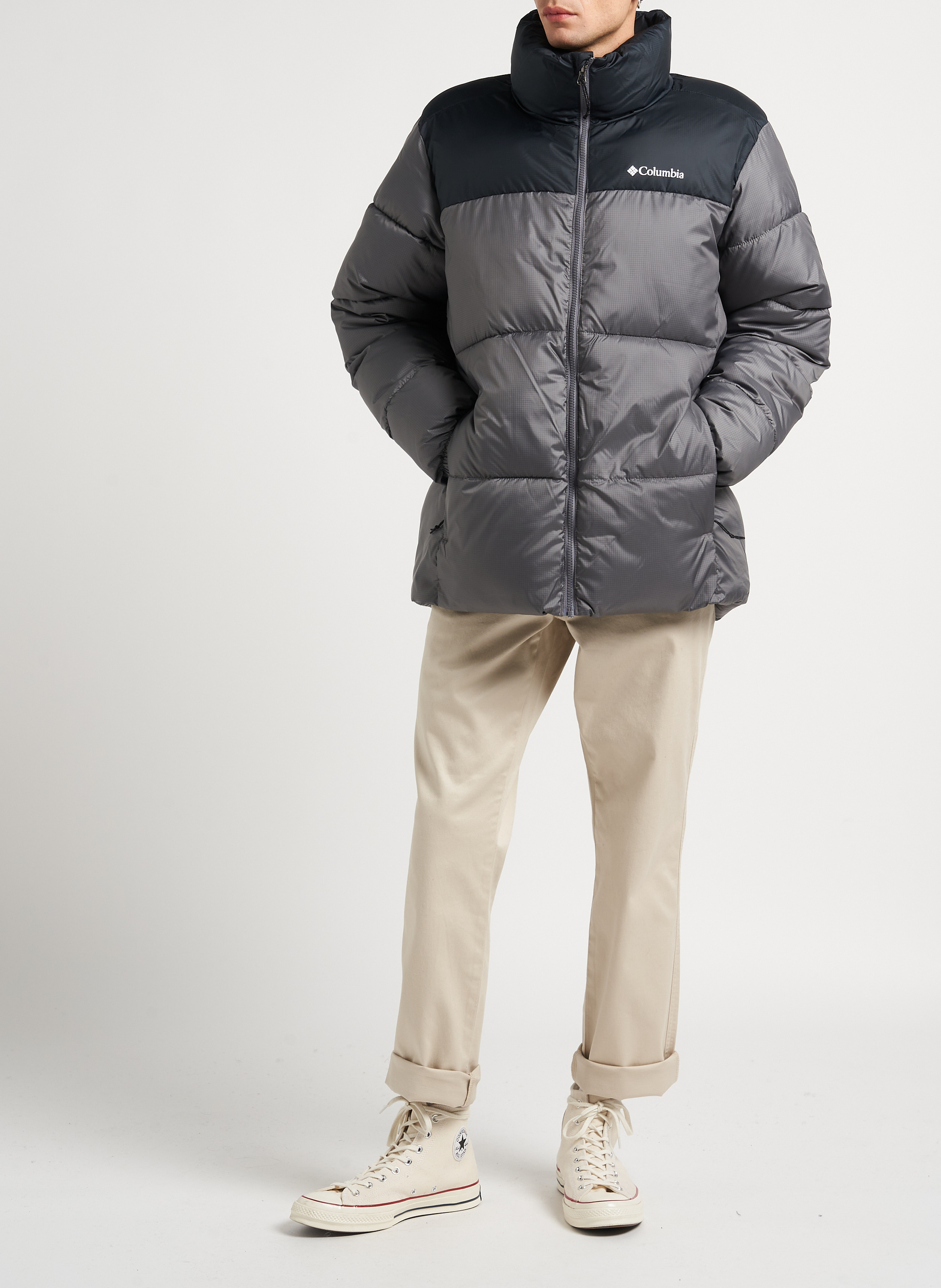 Doudoune droite col montant COLUMBIA Argent