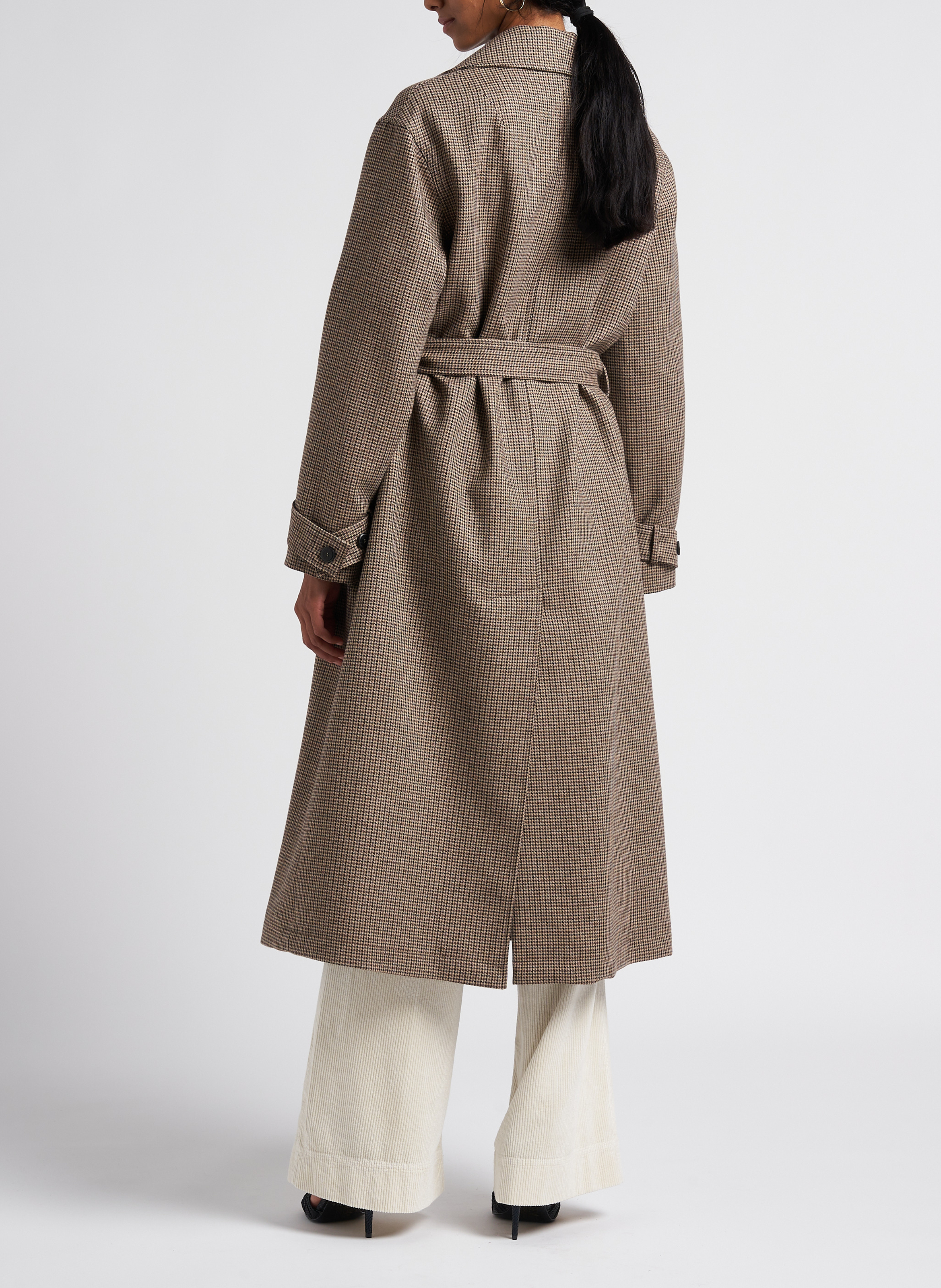 Long wool-blend trench coat with tailored collar POMANDERE Multicolored