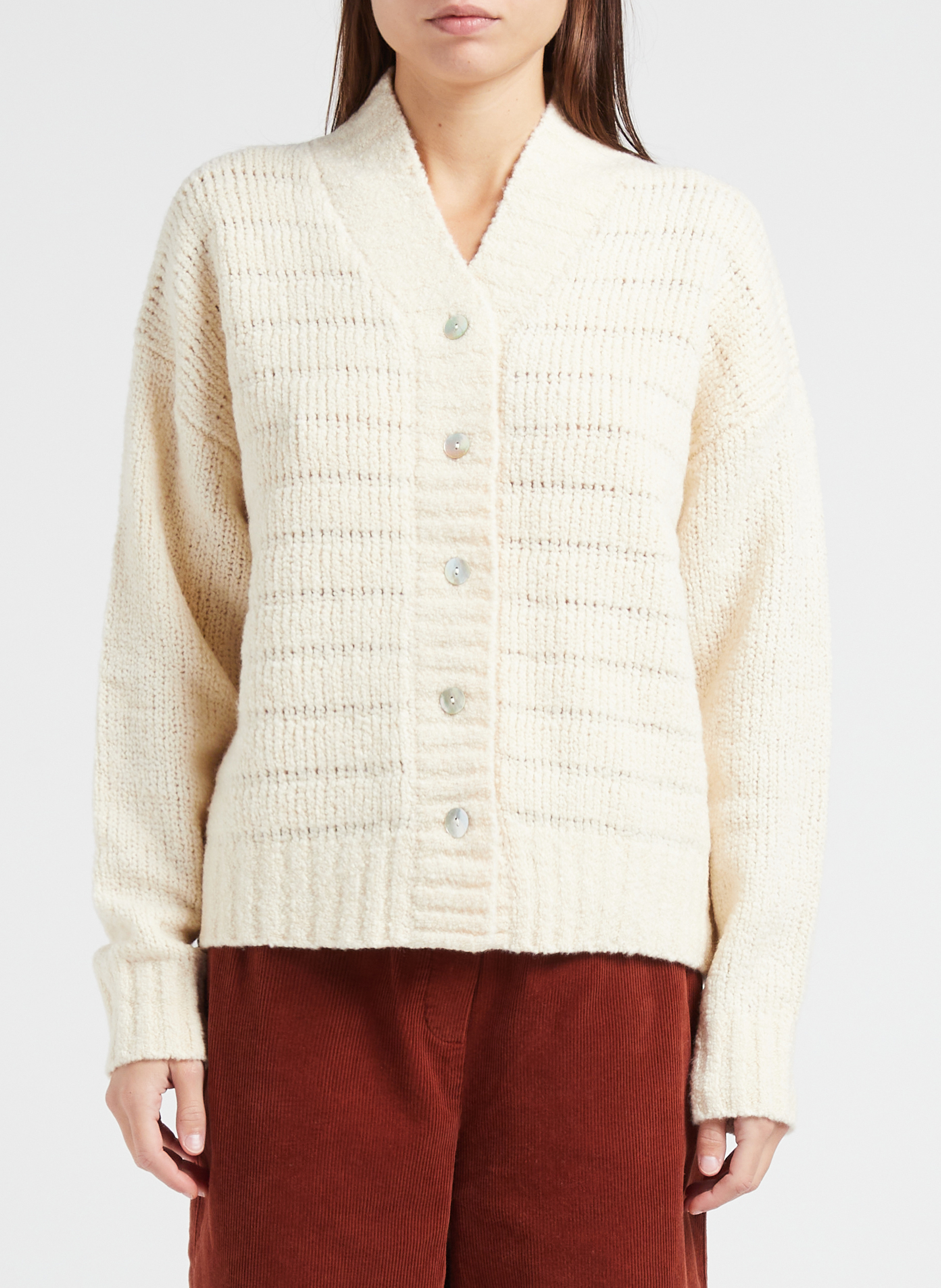 Wool-blend V-neck cardigan BELLEROSE Beige