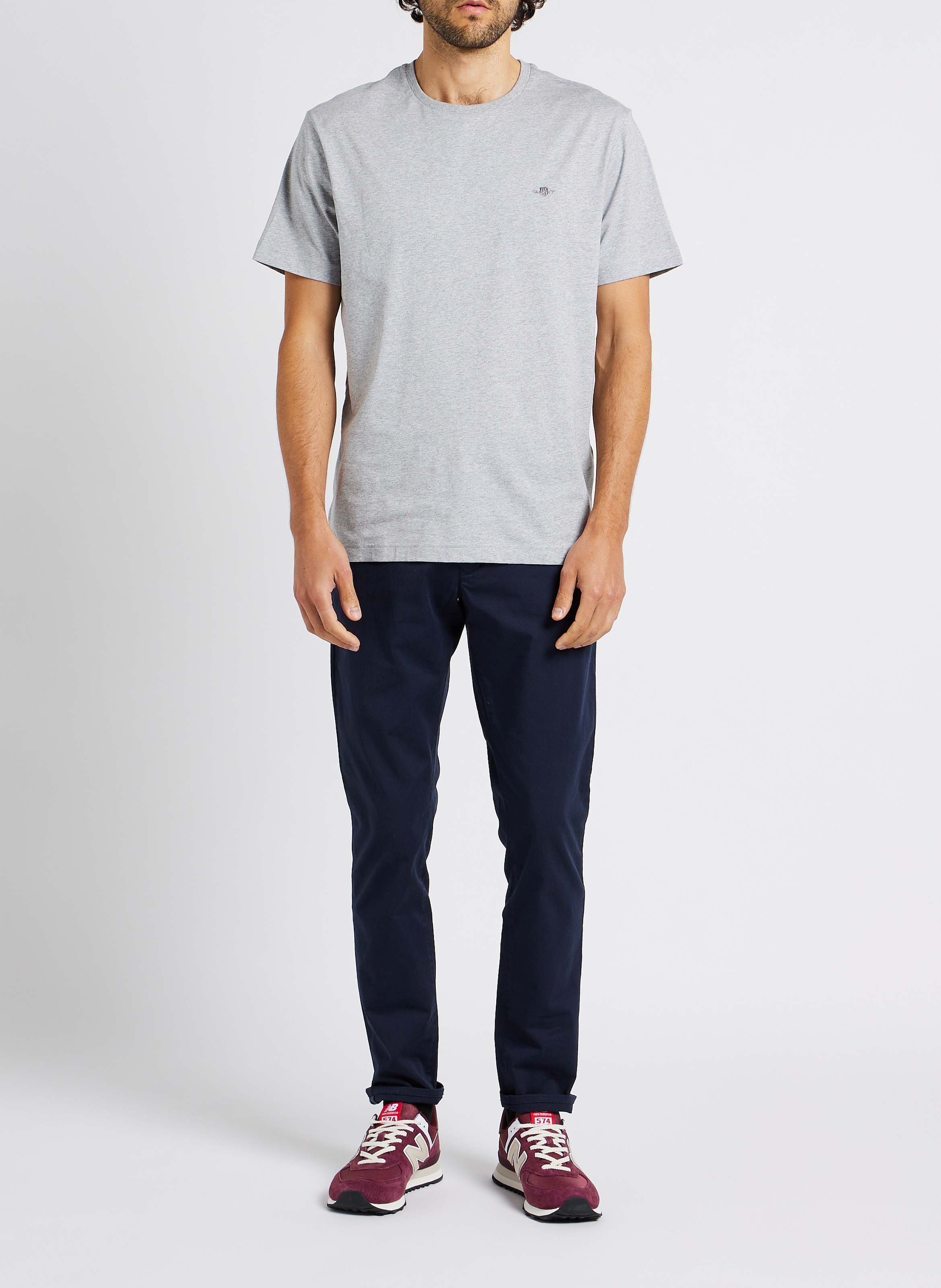 Slim-fit organic cotton-blend pants GANT Blue