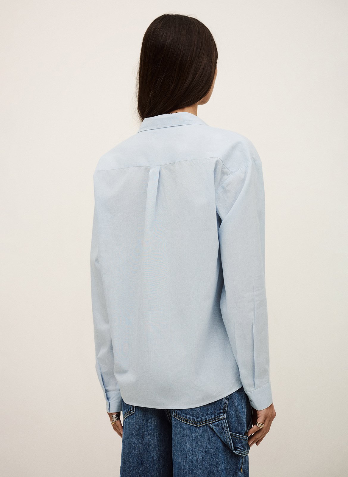 Chemise droite col classique en coton rayé BA&SH Bleu