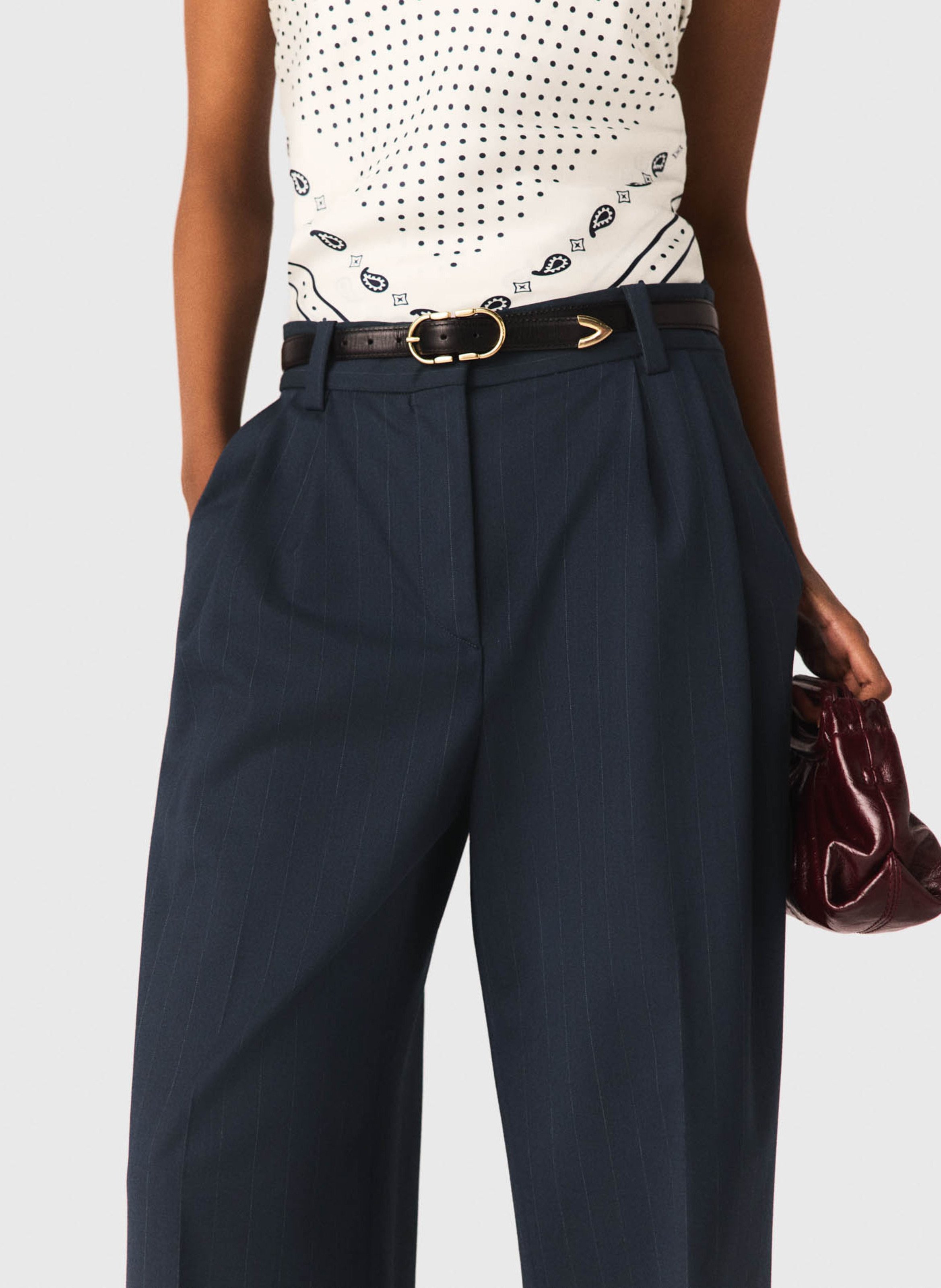 Tailored trousers in striped blended wool MAJE Blue