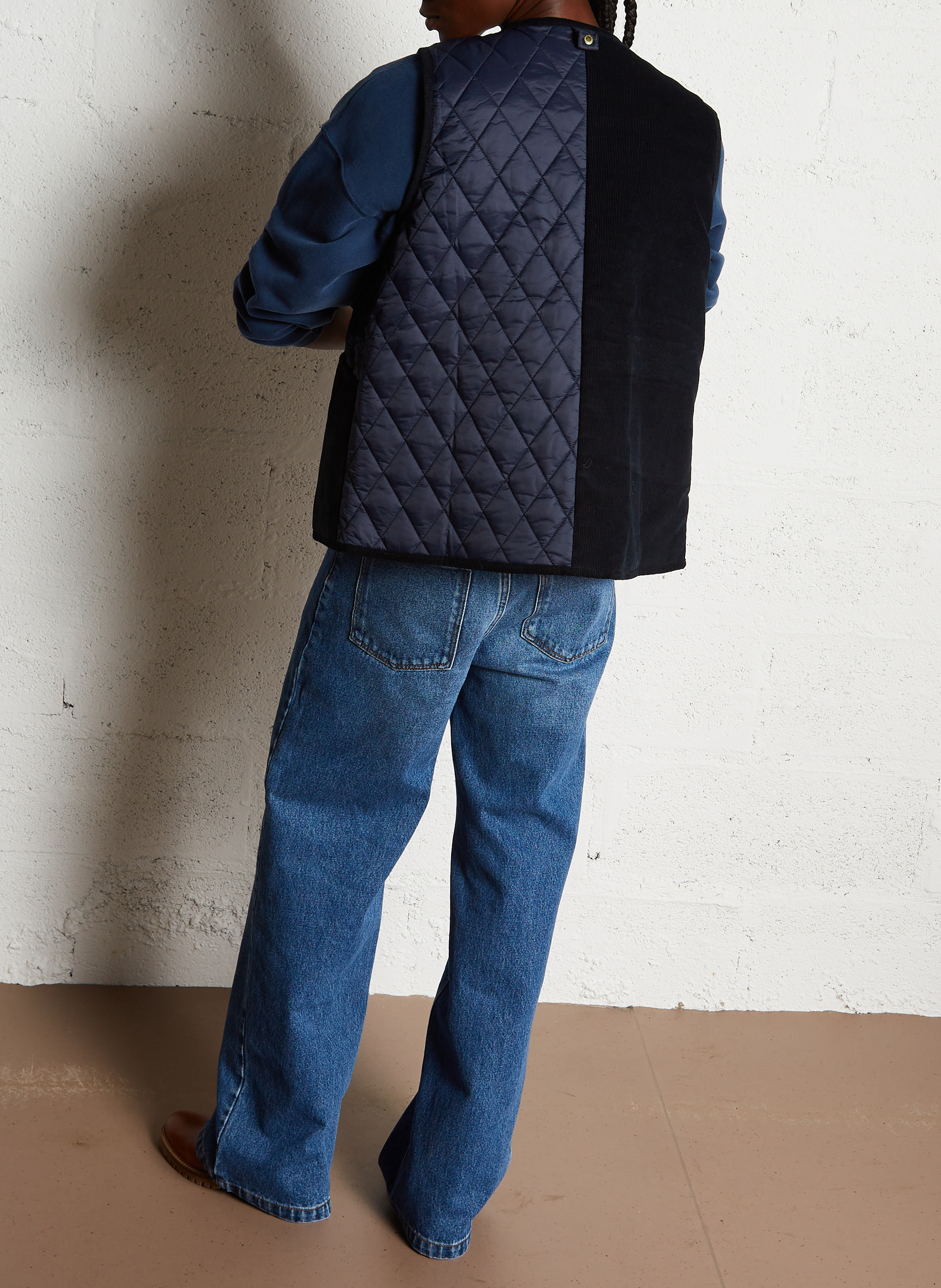 Short round-neck cotton-blend sweatshirt AMERICAN VINTAGE Blue