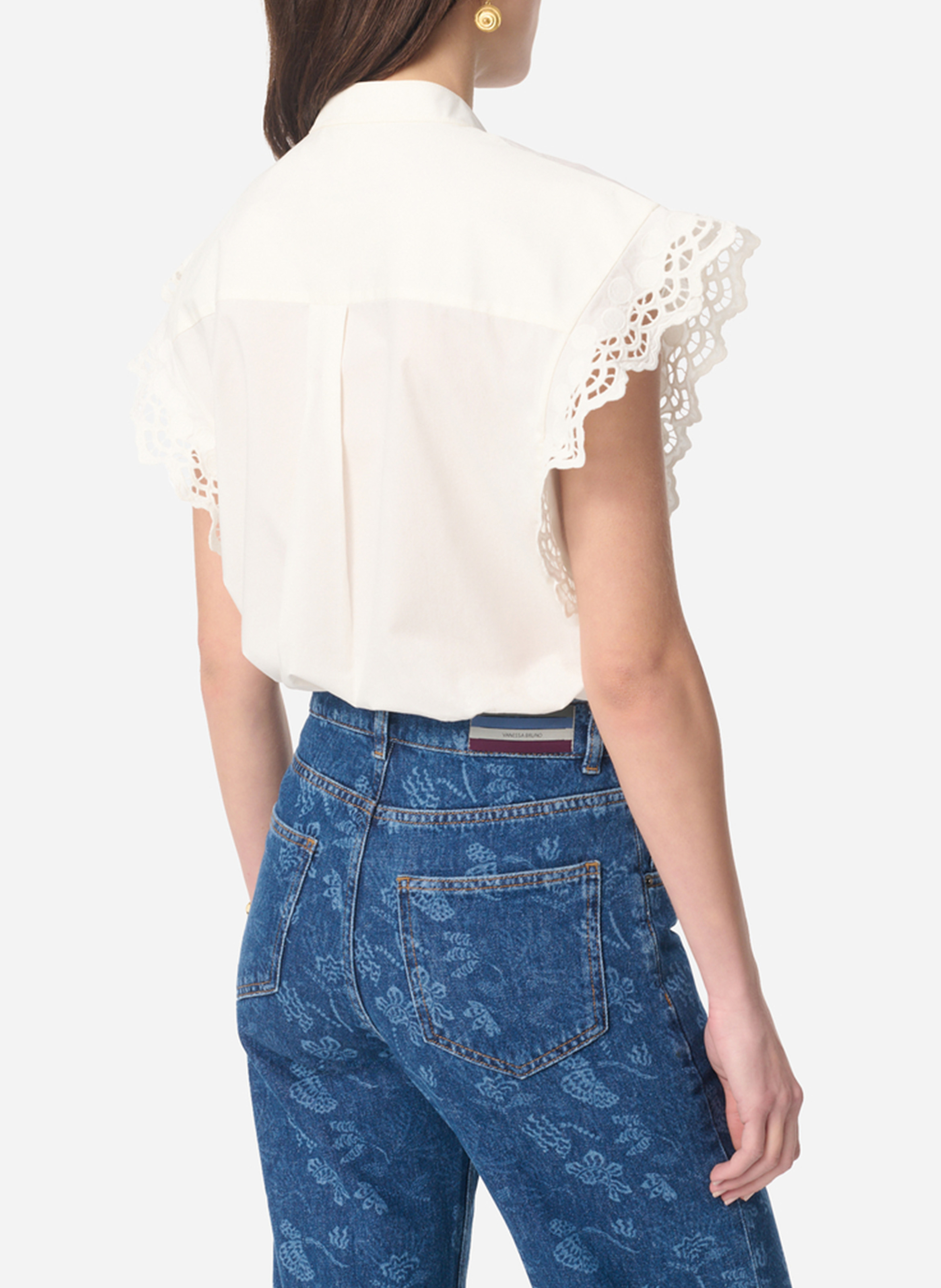 Rechte blouse met ronde hals van katoen VANESSA BRUNO Wit