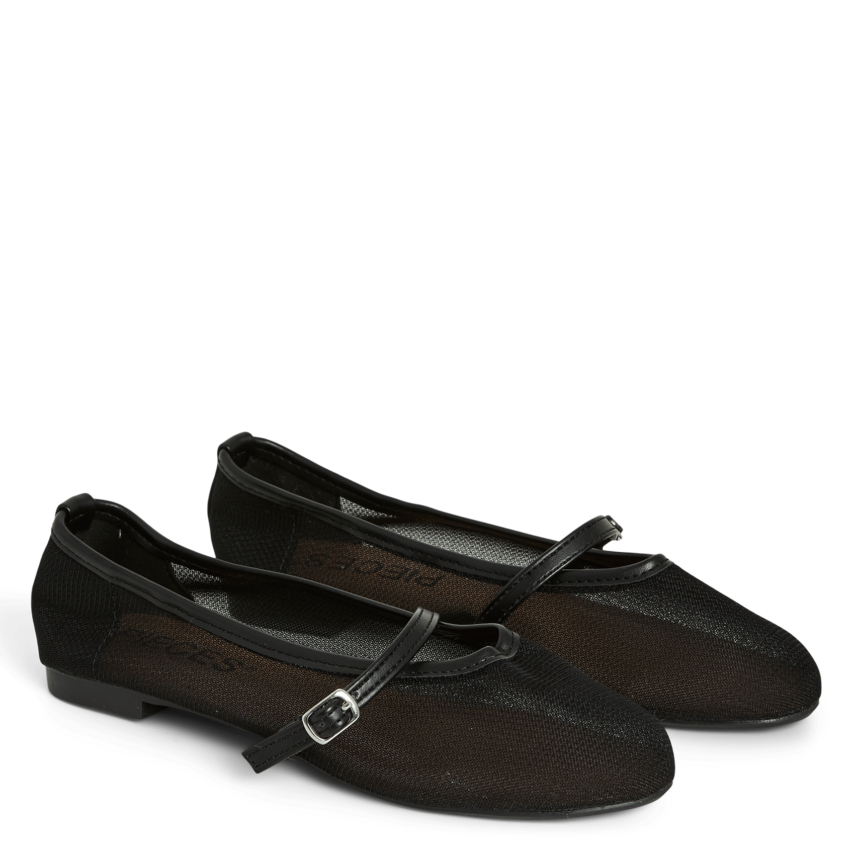 Tulle ballerina flats PIECES Black