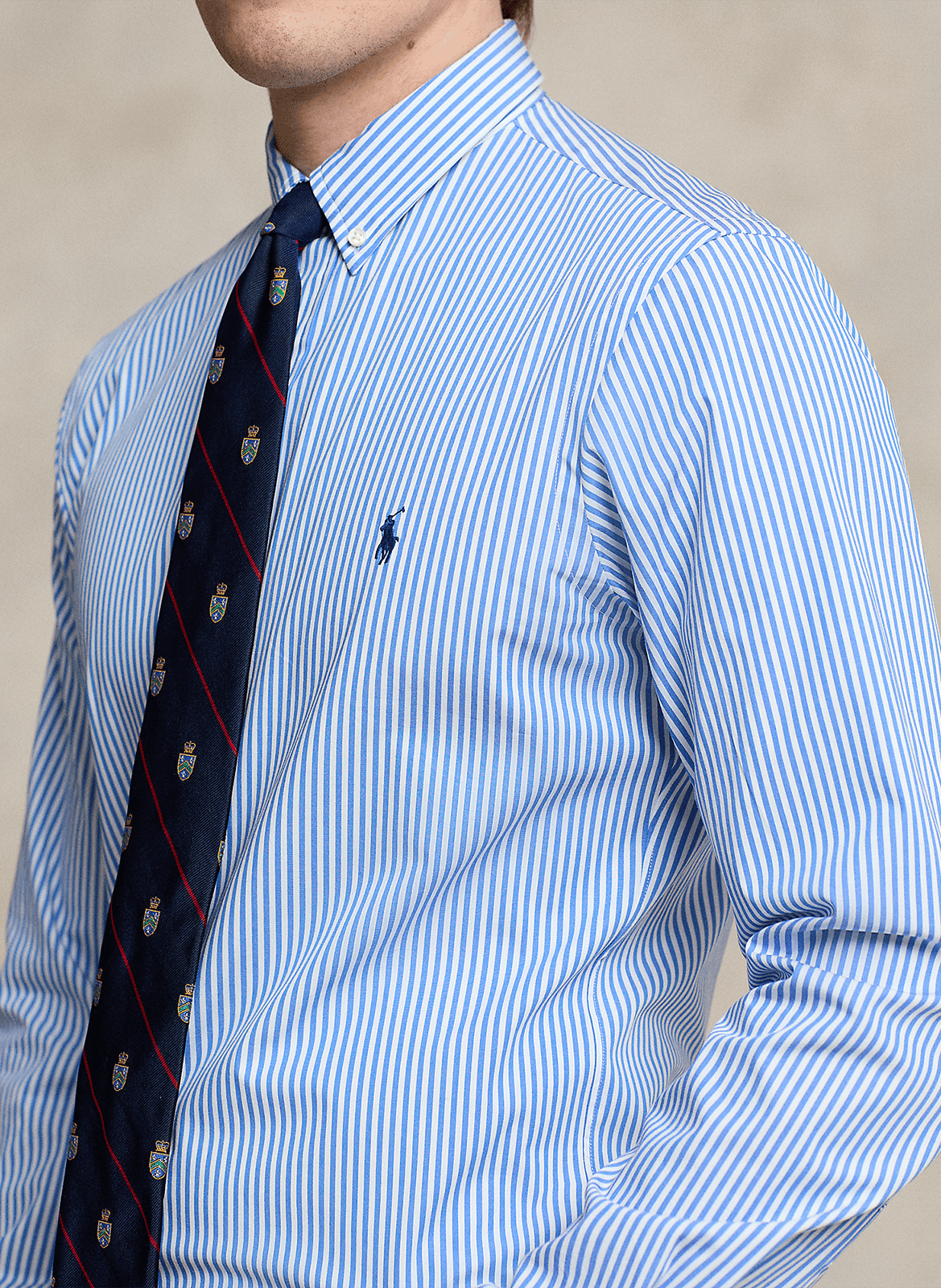 Chemise col américain slim-fit en coton stretch POLO RALPH LAUREN Bleu