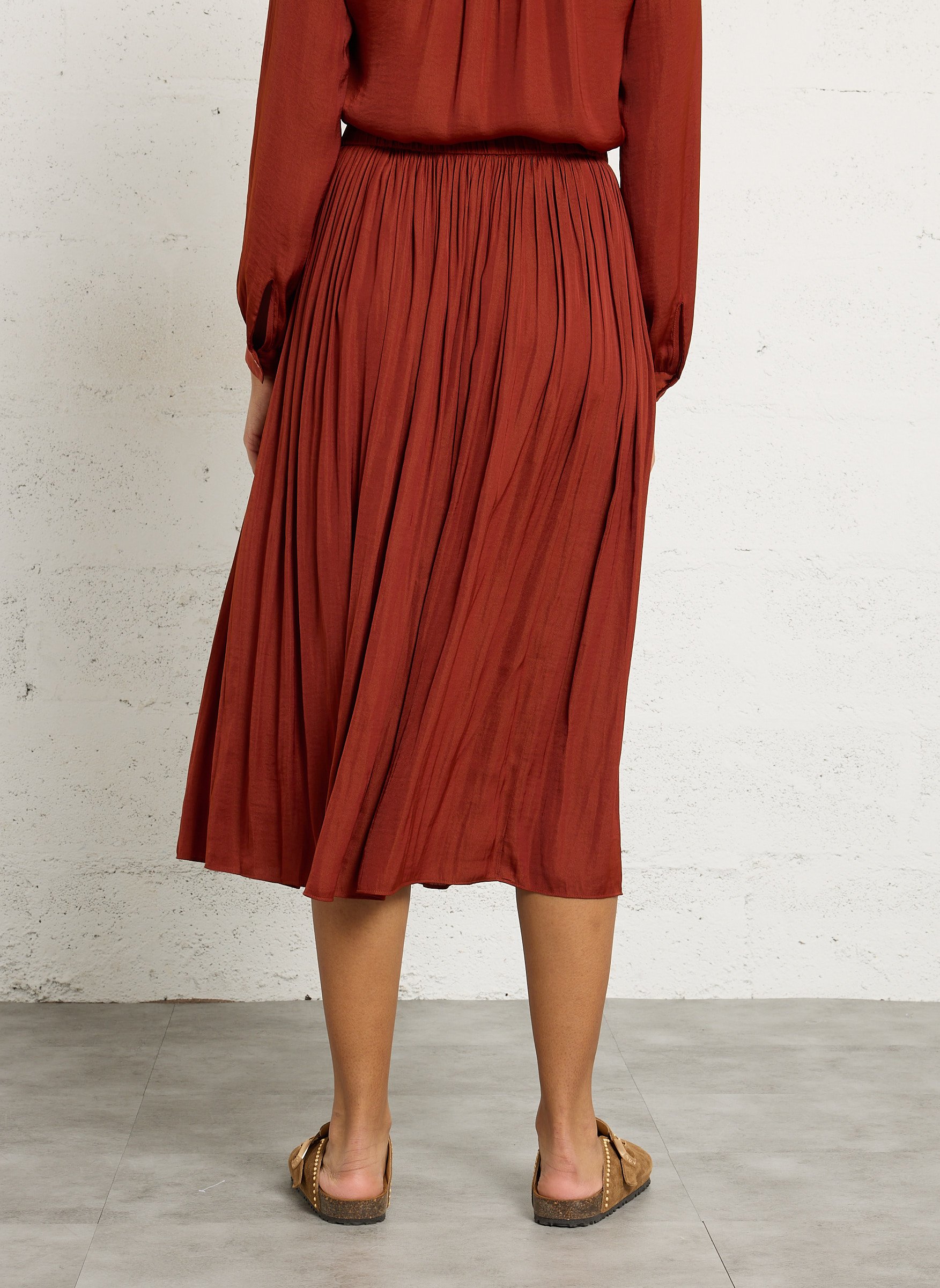 Jupe midi plissée MAISON 123 Rouge