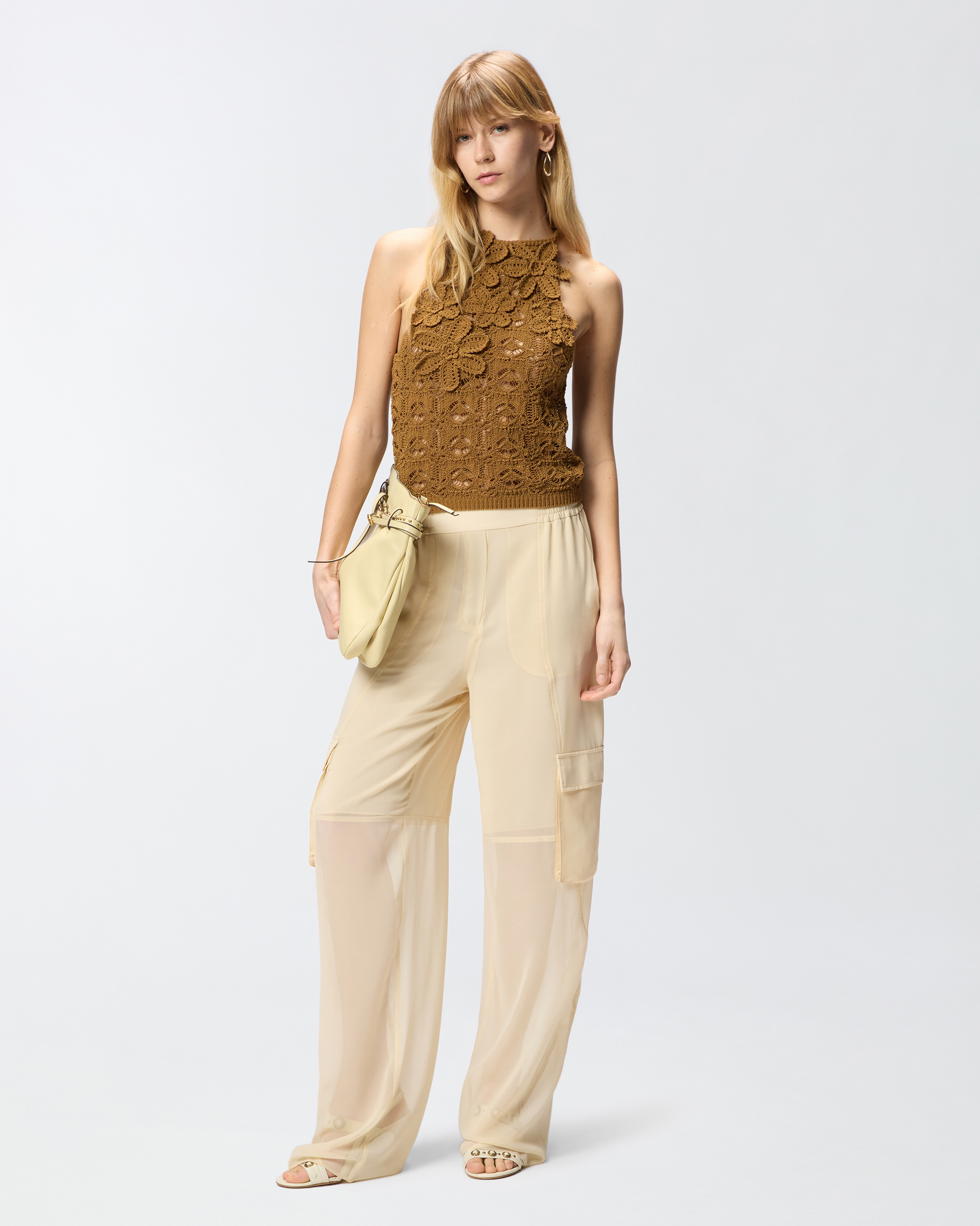 Haut effet crochet avec fleurs appliquées PINKO Orange