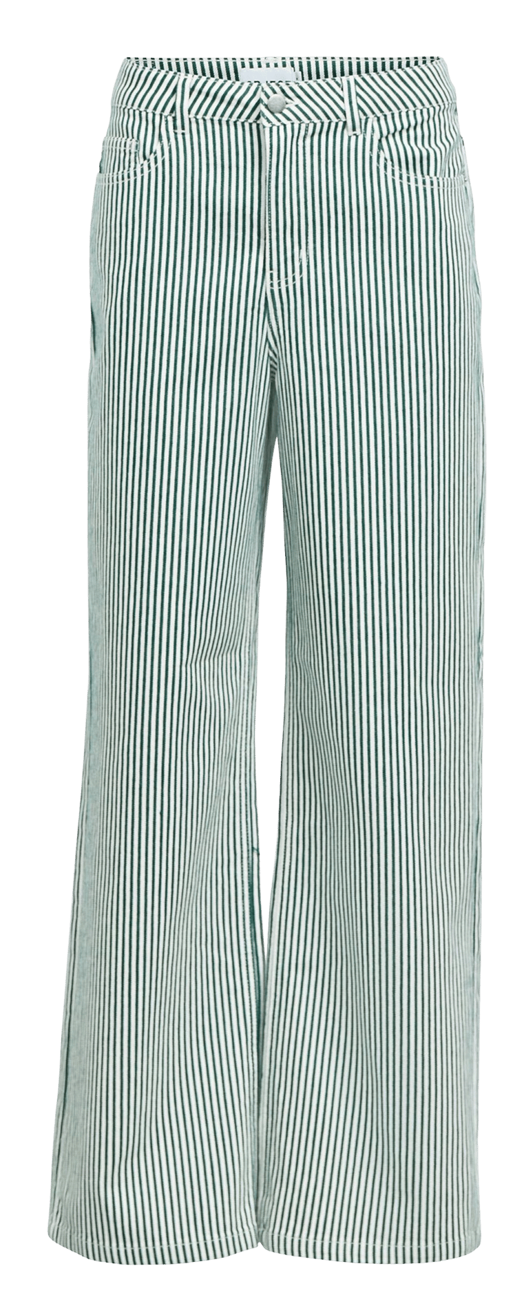 Striped cotton blend flare jeans OBJECT Beige