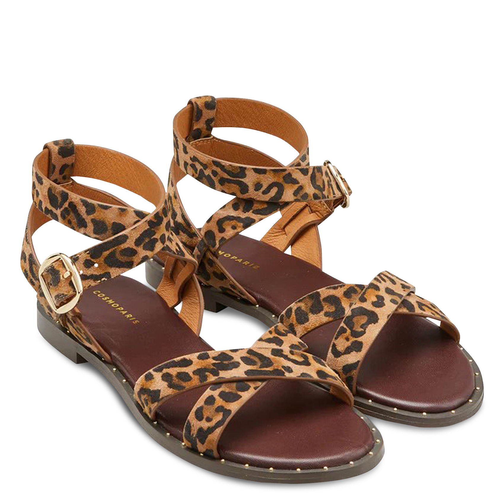 Sandales plates léopard COSMOPARIS Beige