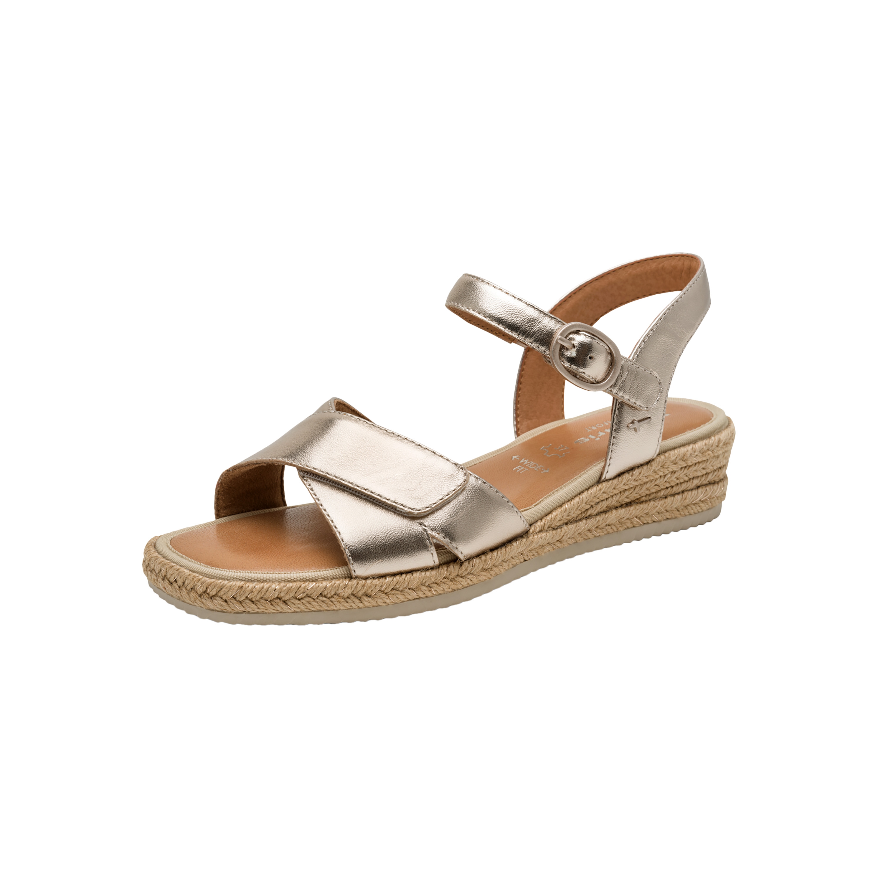 Comfort leather wedge sandals TAMARIS Golden